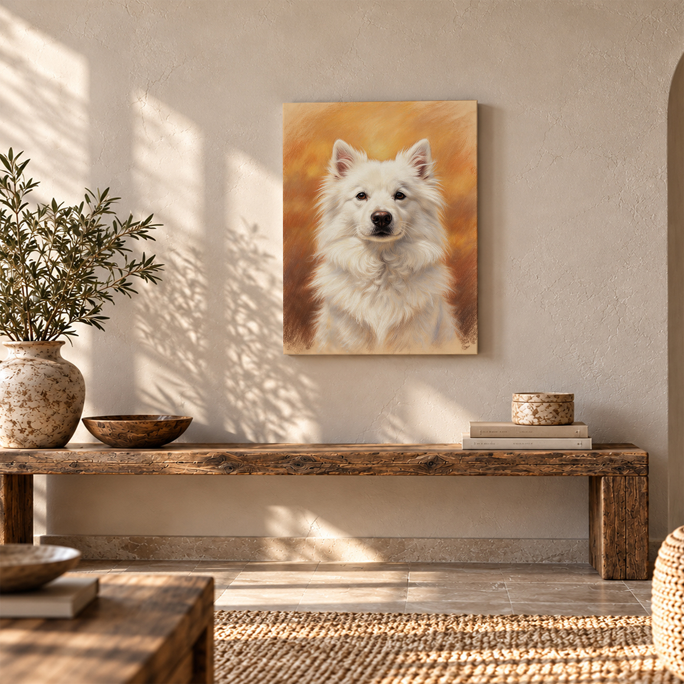 Samoyed Dog Portrait Framed Canvas Wall Art Ready to Hang - Image 5