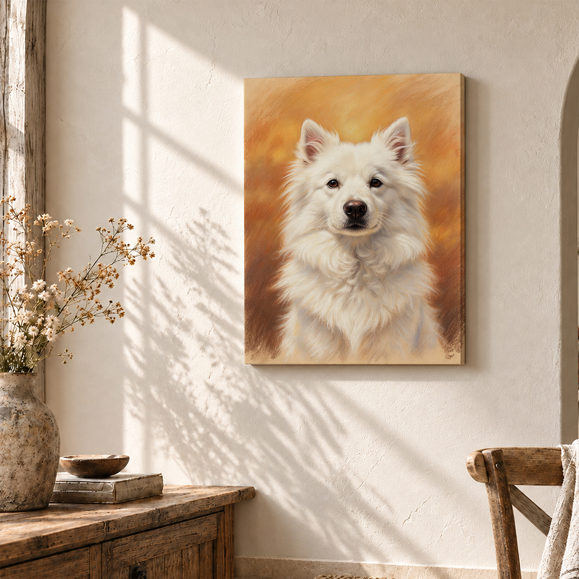 Samoyed Dog Portrait Framed Canvas Wall Art Ready to Hang - Image 3