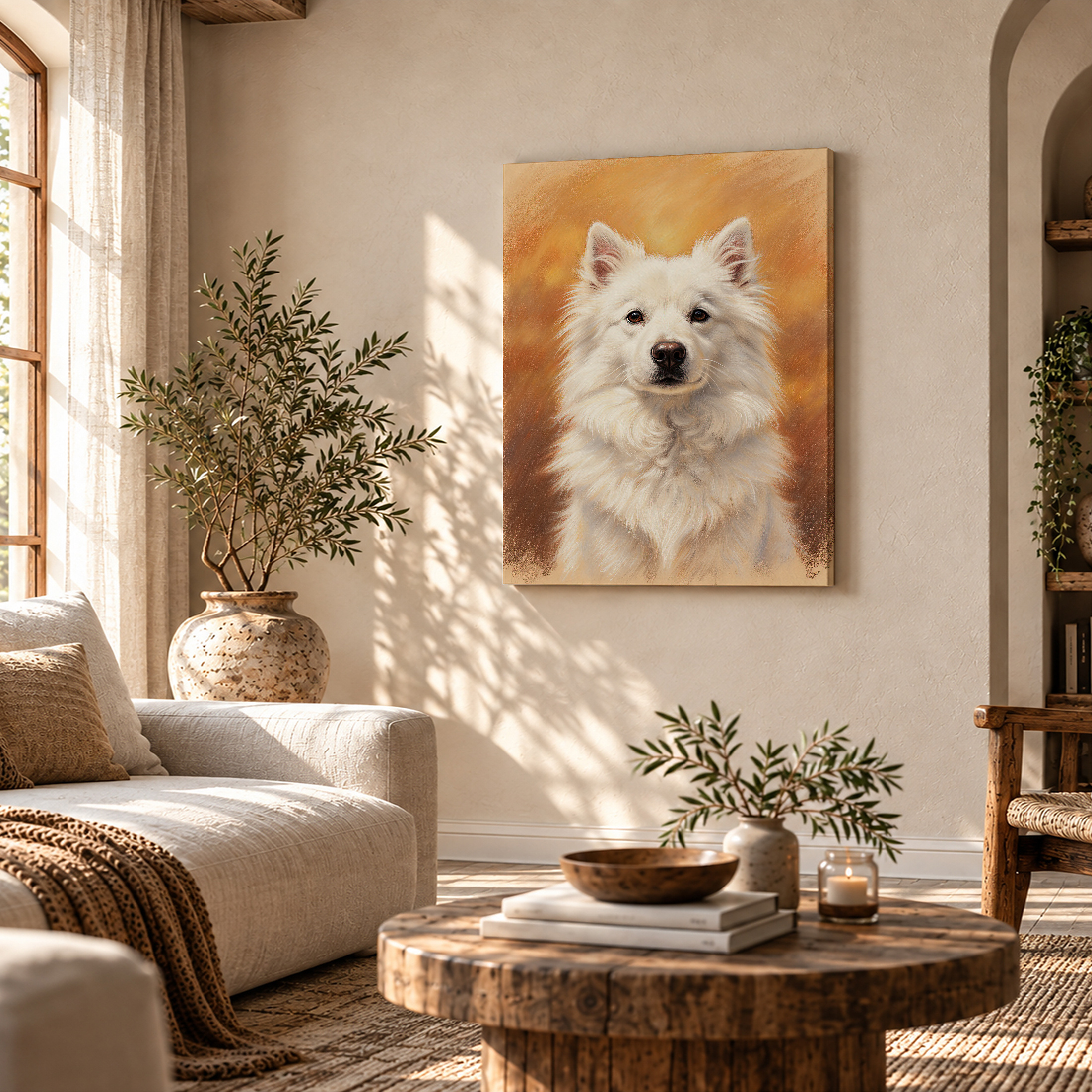 Samoyed Dog Portrait Framed Canvas Wall Art Ready to Hang - Image 4