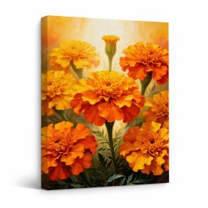 Vibrant Marigold Flower Framed Canvas Wall Art