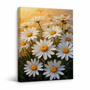 Sunlit Daisy Garden Framed Canvas Wall Art | Ready to Hang