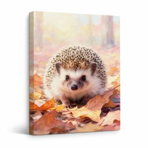 Autumn Hedgehog Watercolor Framed Canvas Wall Art - Ready to Hang