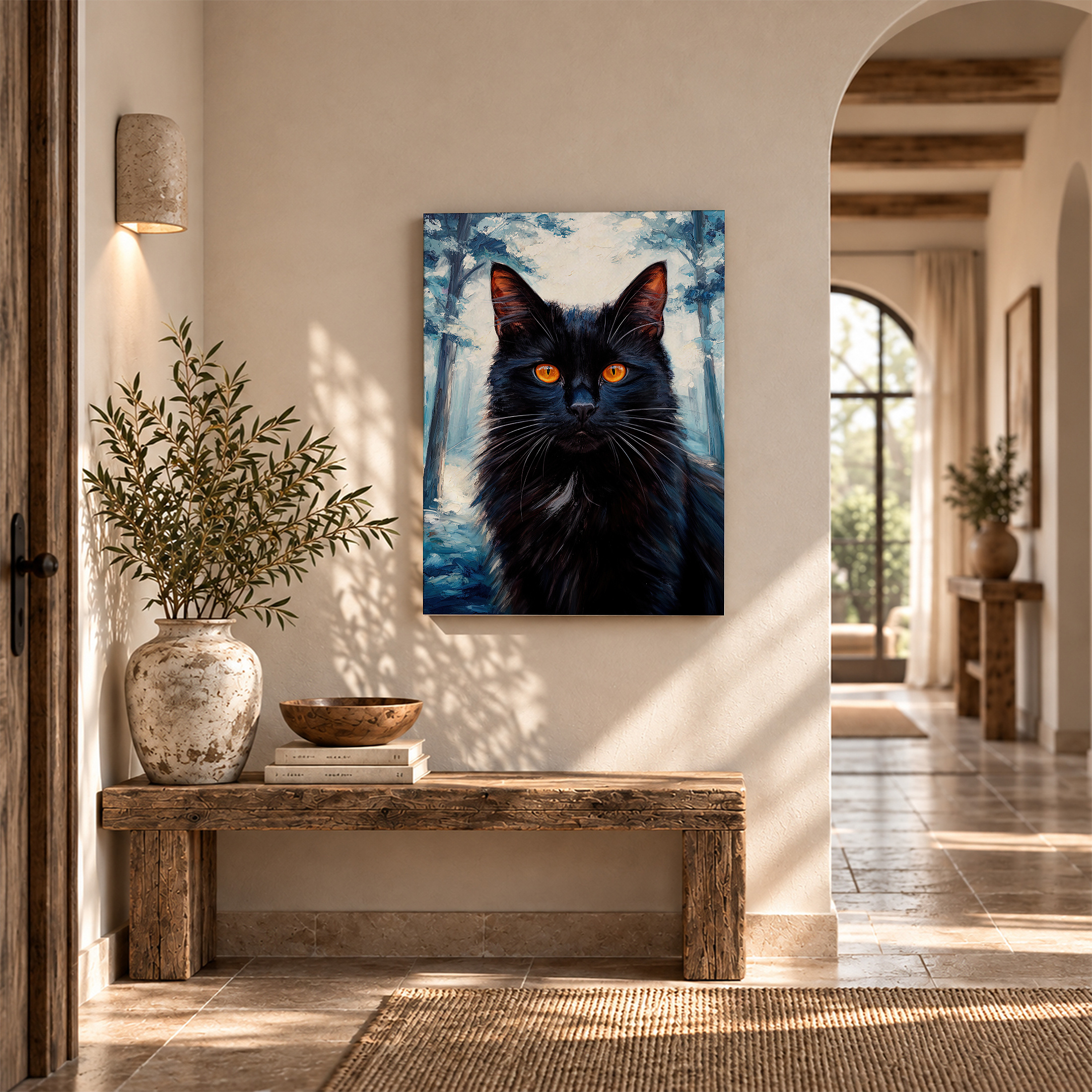 Black Cat in Forest Framed Canvas Wall Art - Ready to Hang - Image 6