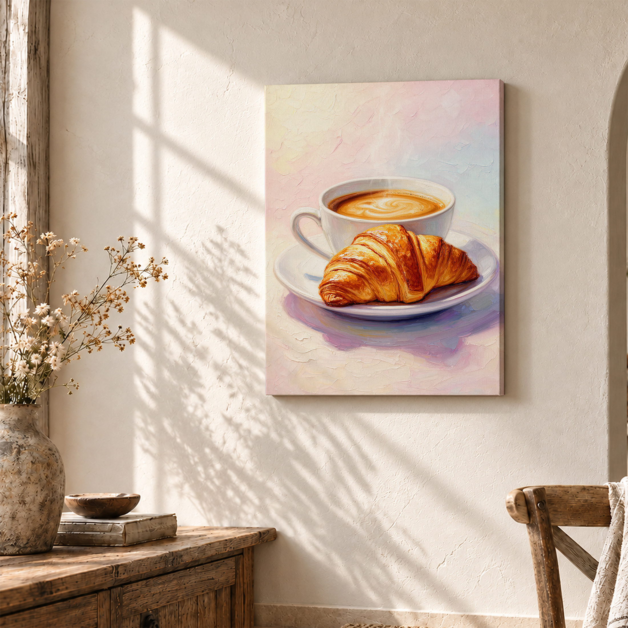 Coffee & Croissant Morning Serenity Framed Canvas Wall Art - Image 3