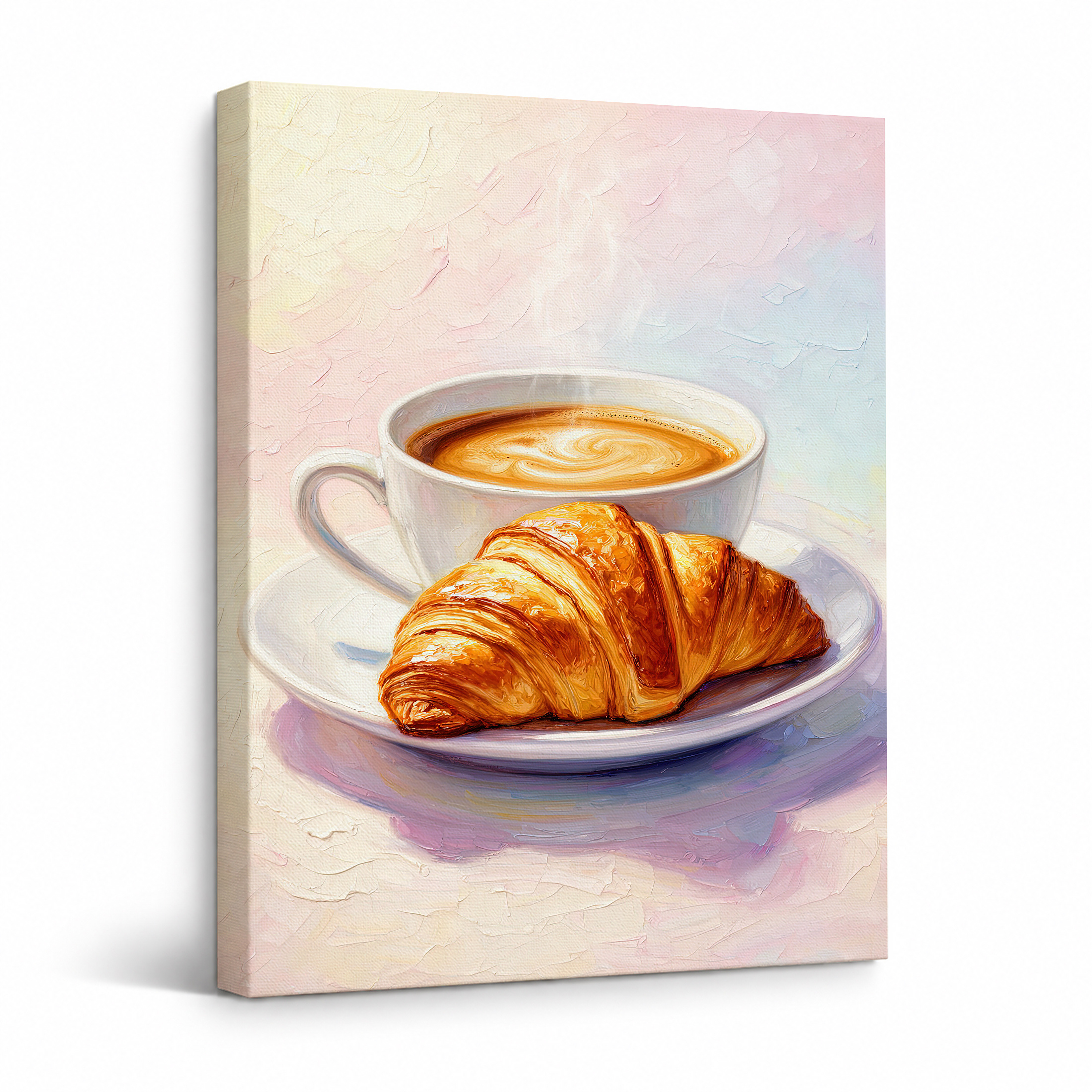 Coffee & Croissant Morning Serenity Framed Canvas Wall Art