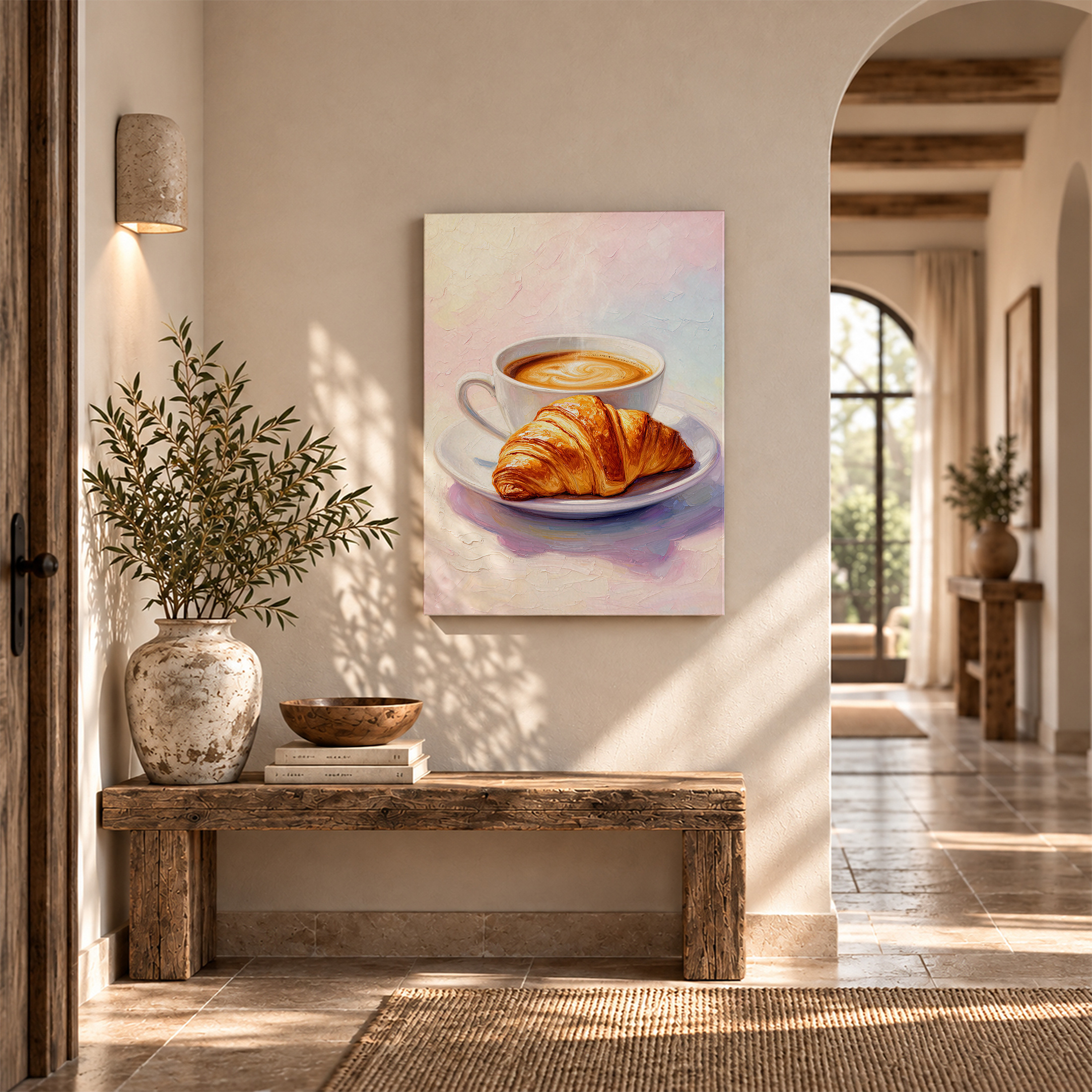 Coffee & Croissant Morning Serenity Framed Canvas Wall Art - Image 6