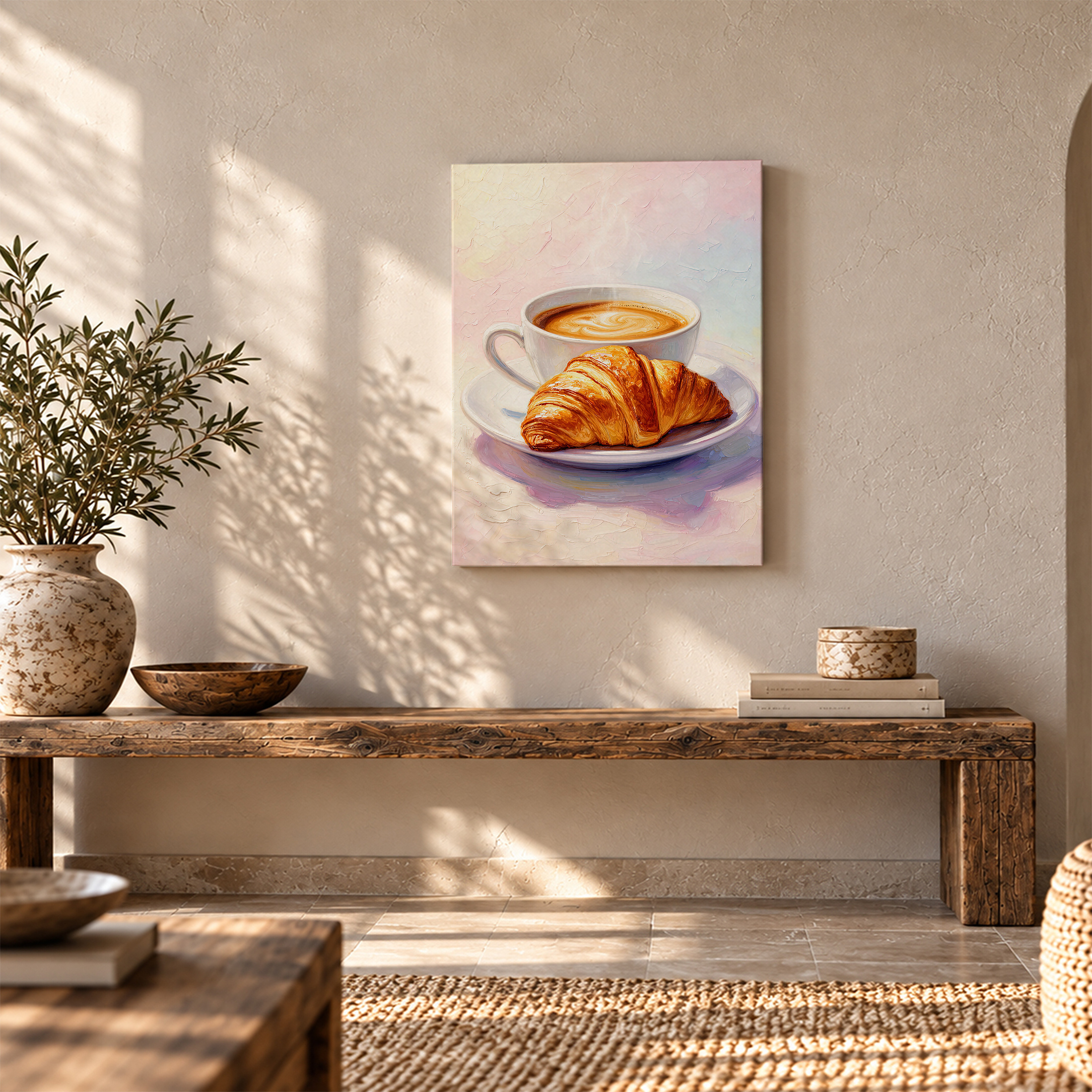 Coffee & Croissant Morning Serenity Framed Canvas Wall Art - Image 5
