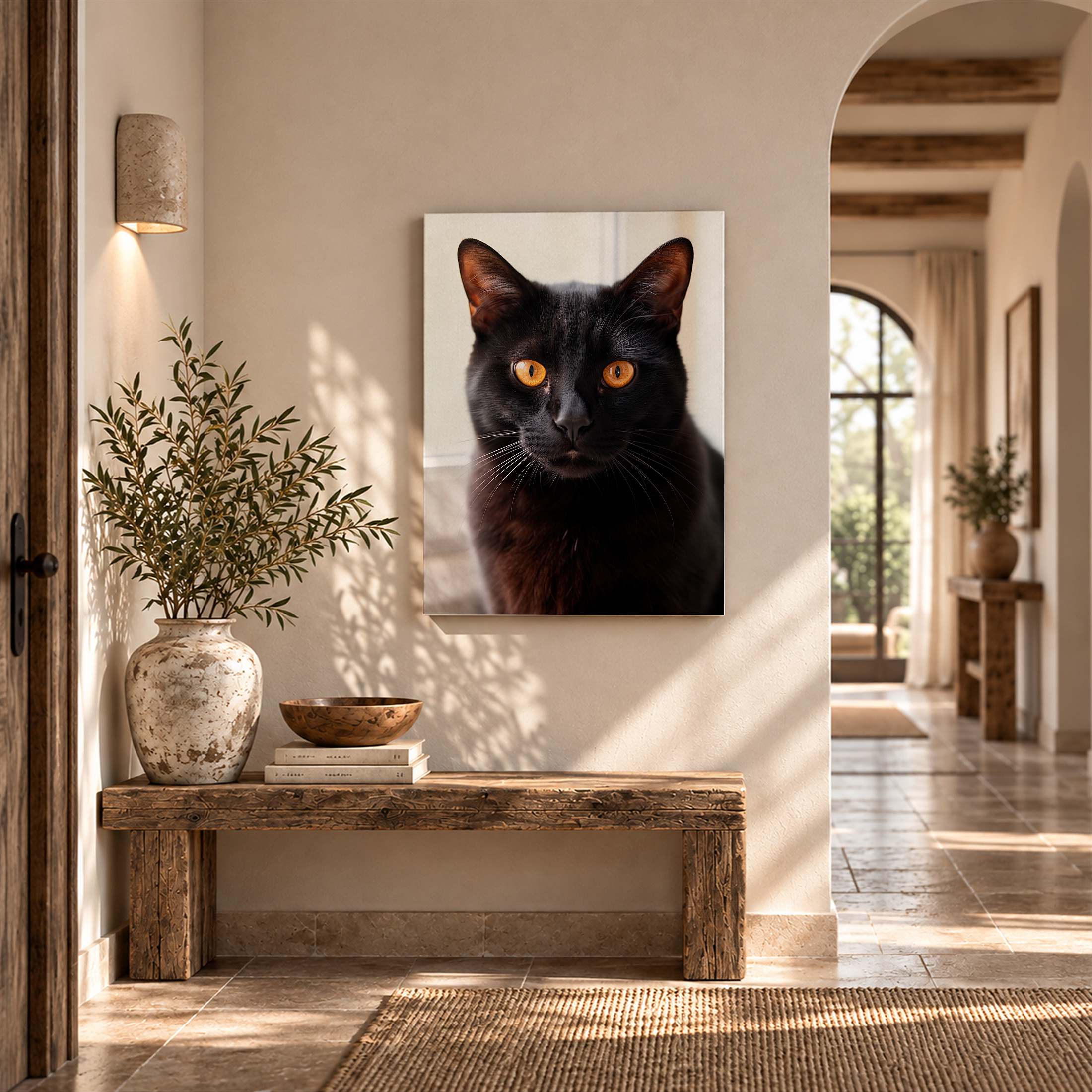 Black Cat Portrait Framed Canvas Wall Art - Image 6