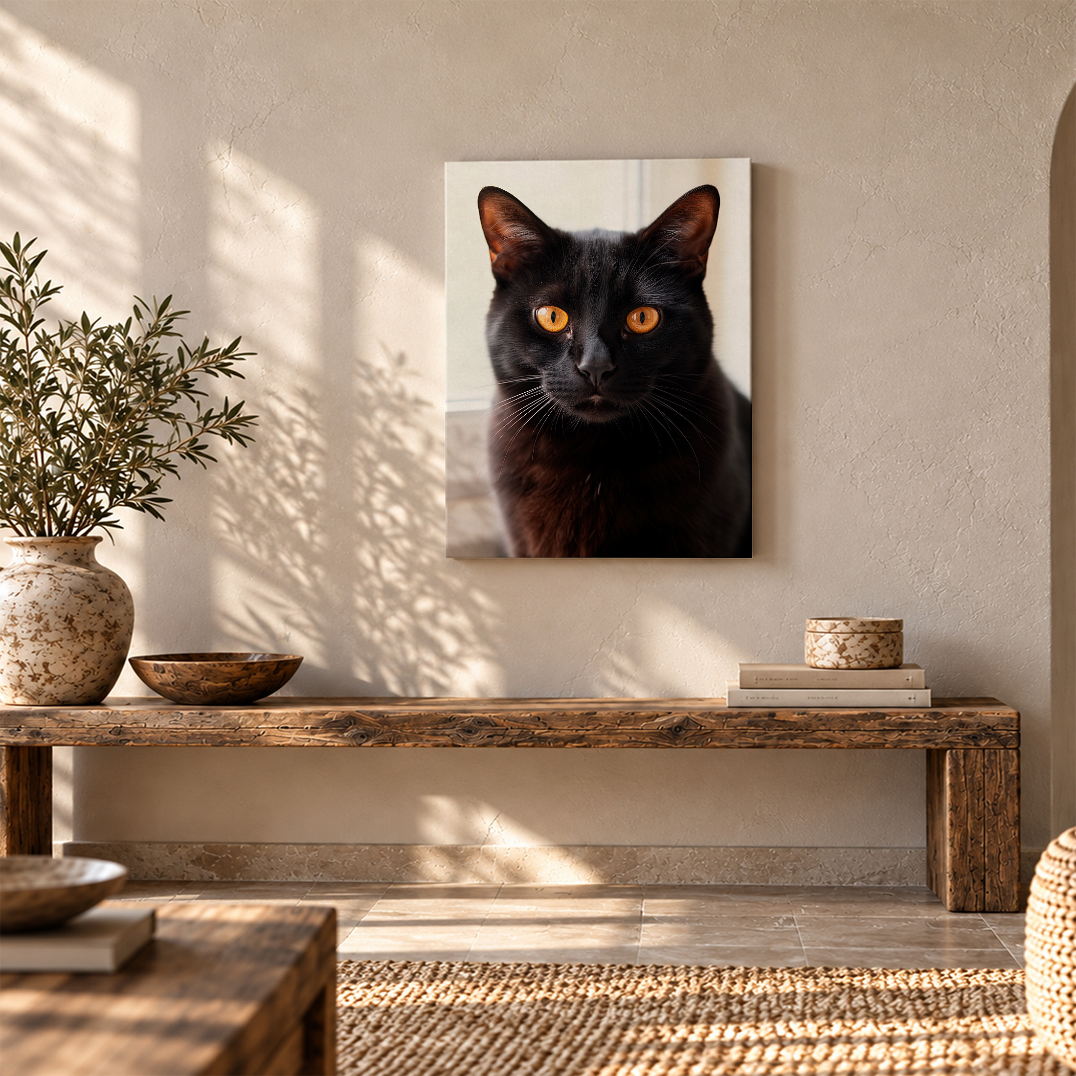 Black Cat Portrait Framed Canvas Wall Art - Image 5