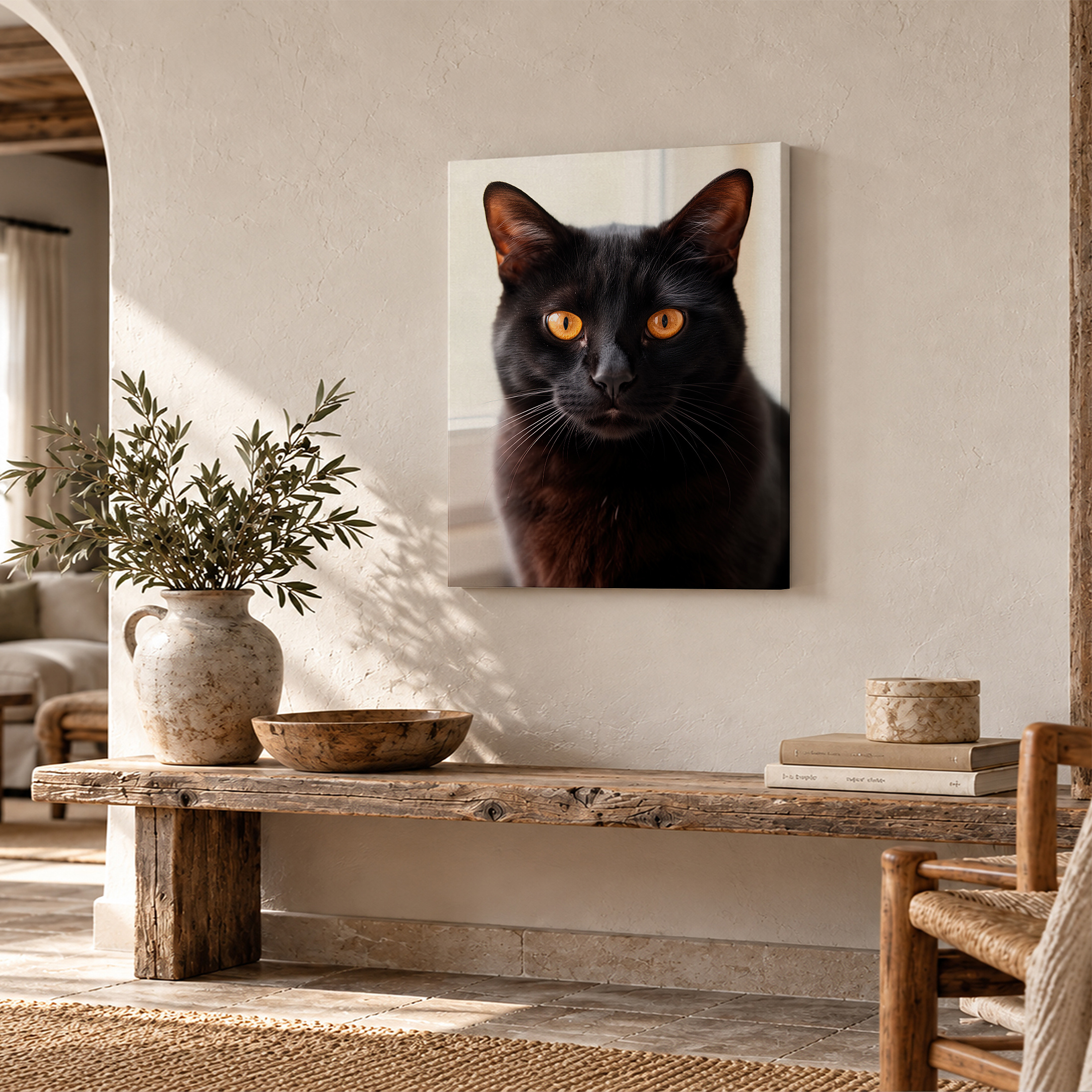 Black Cat Portrait Framed Canvas Wall Art - Image 2