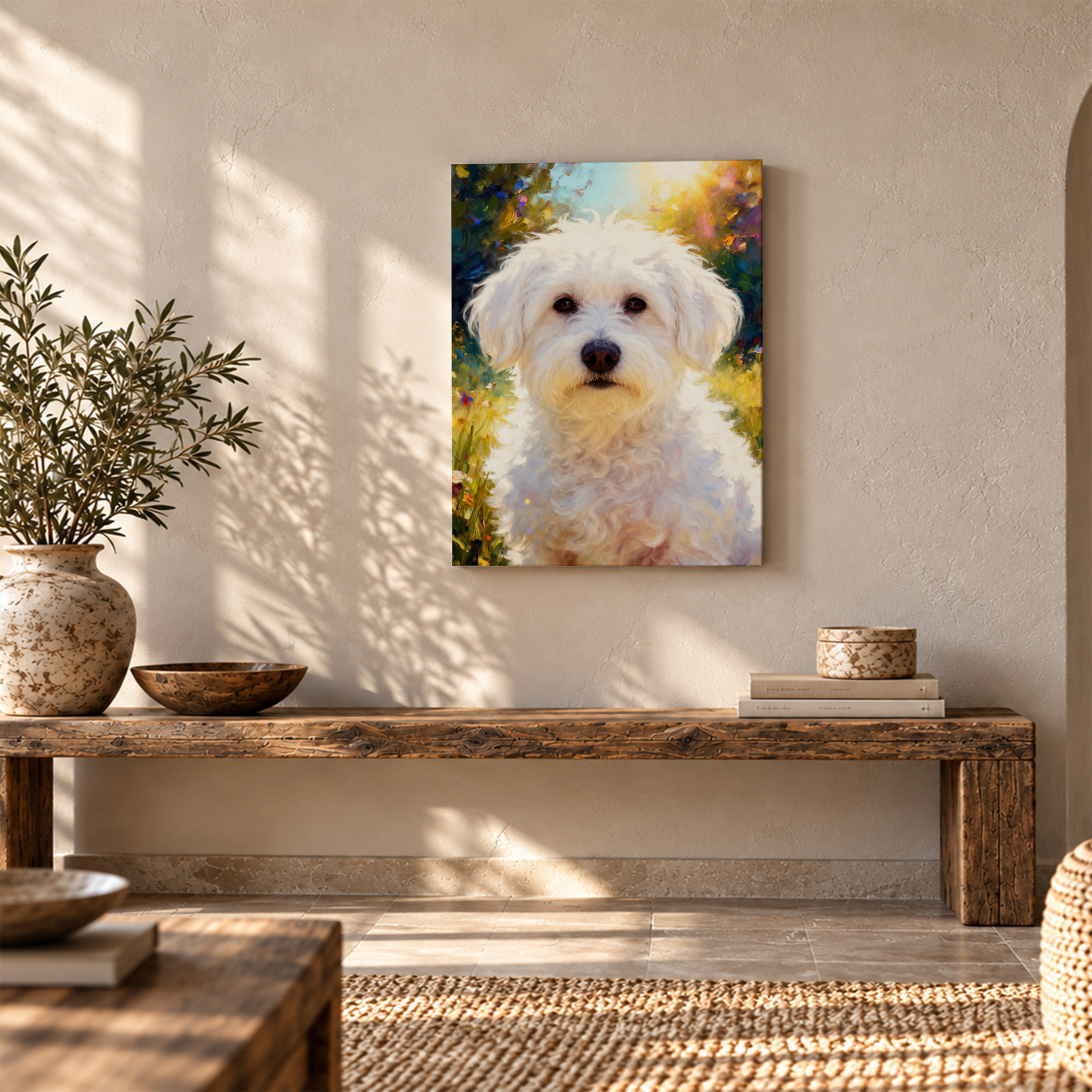 Sunlit Garden Dog Portrait Framed Canvas Wall Art - Ready to Hang - Image 5