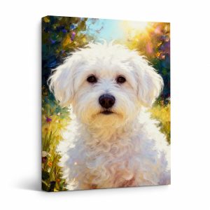 Sunlit Garden Dog Portrait Framed Canvas Wall Art - Ready to Hang