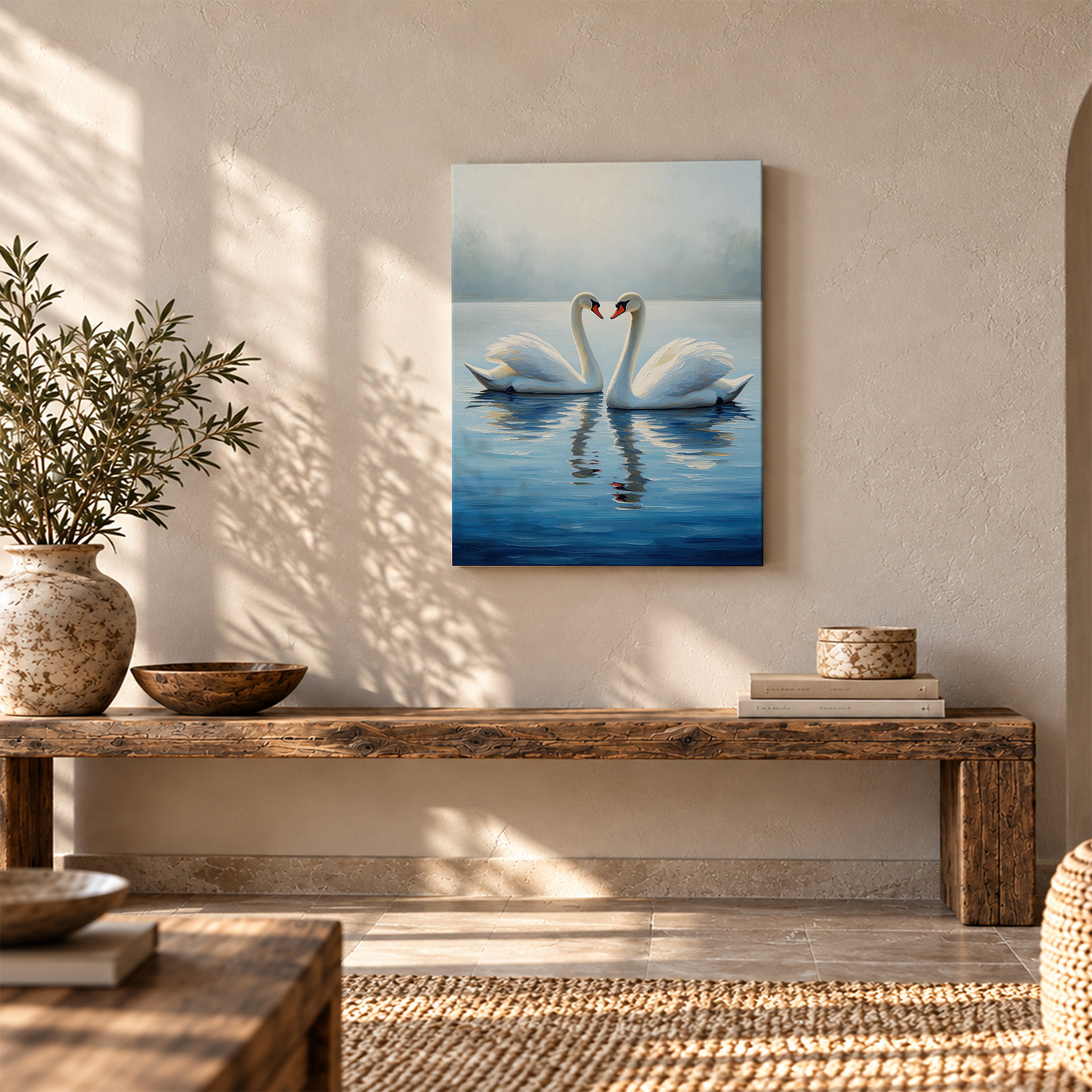 Serene Swan Reflection Framed Canvas Wall Art | Ready to Hang - Image 5
