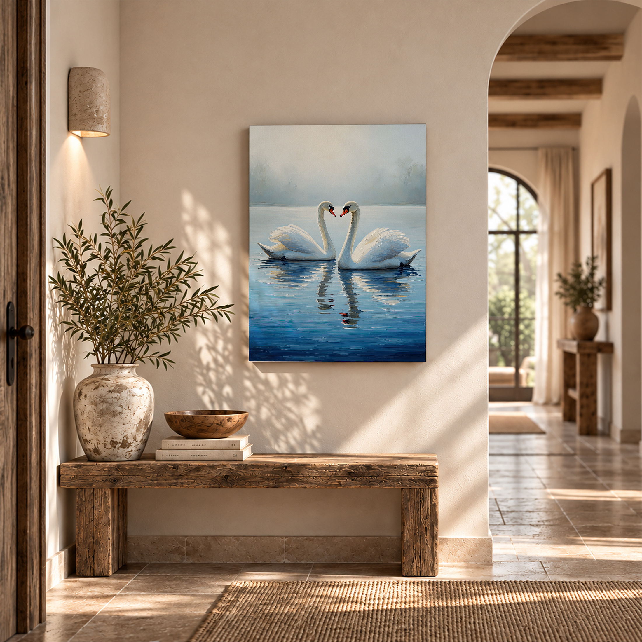 Serene Swan Reflection Framed Canvas Wall Art | Ready to Hang - Image 6