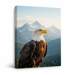 Bald Eagle Mountain Landscape Framed Canvas Wall Art - Ready to Hang