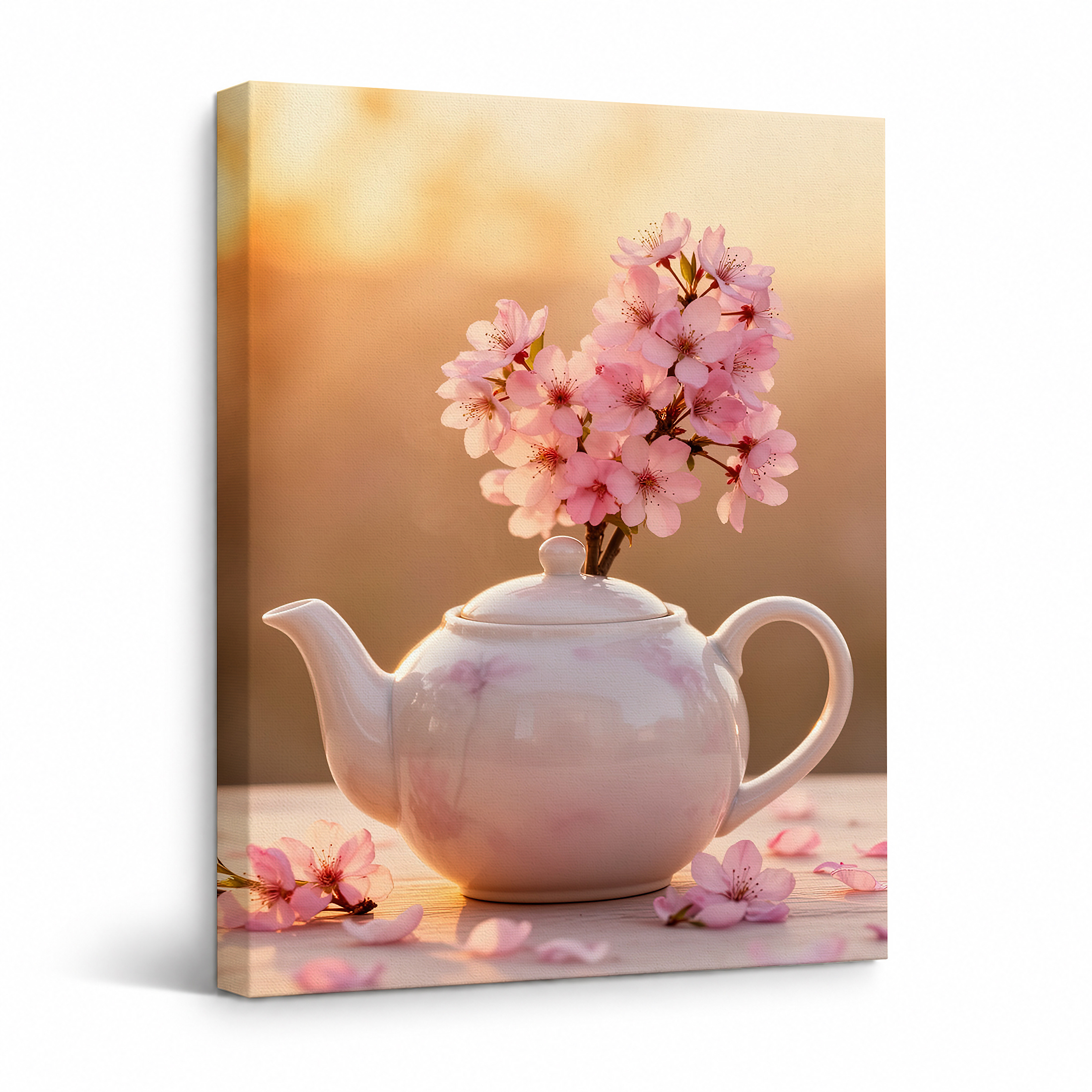 Cherry Blossom Teapot Spring Serenity Framed Canvas Wall Art