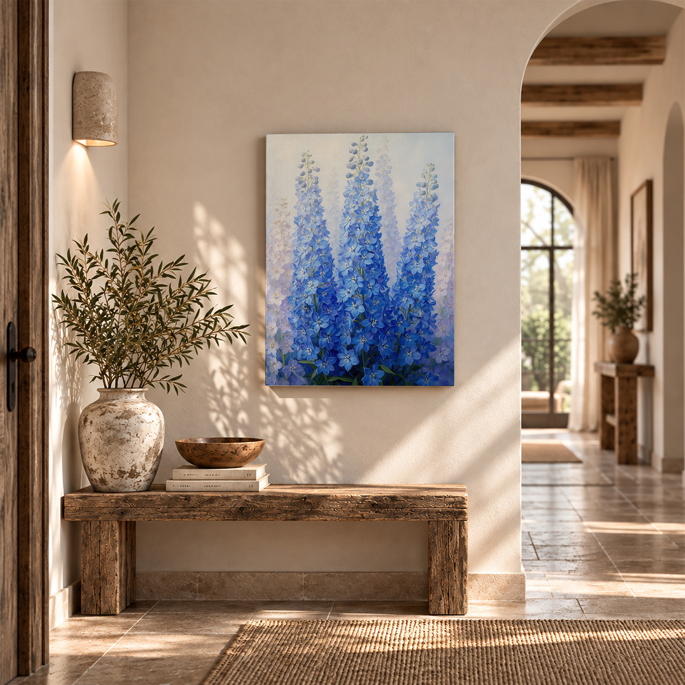 Serene Blue Delphiniums Framed Canvas Wall Art - Ready to Hang - Image 6