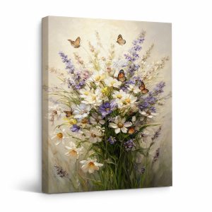 Butterfly Garden Bouquet Framed Canvas Wall Art - Ready to Hang