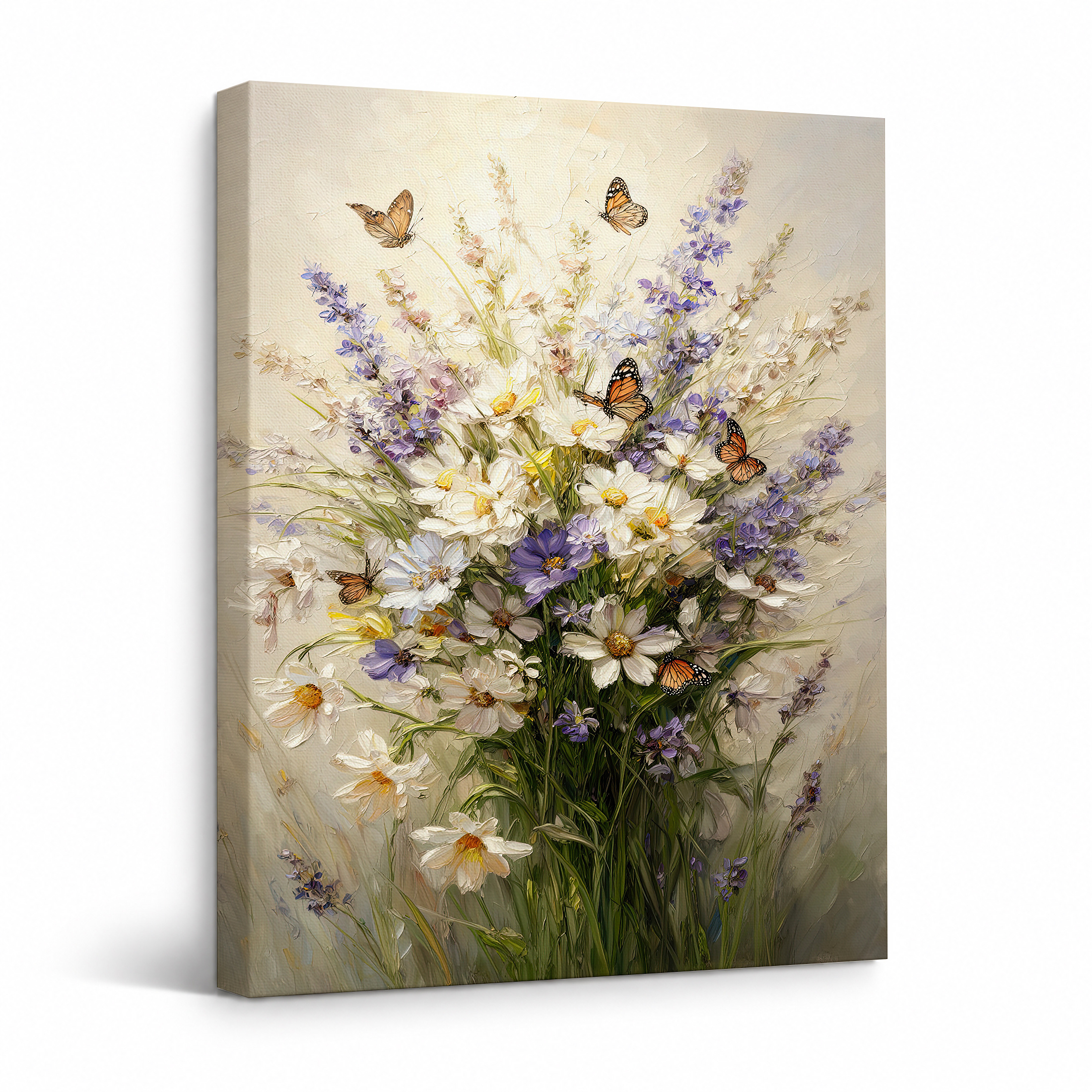 Butterfly Garden Bouquet Framed Canvas Wall Art - Ready to Hang