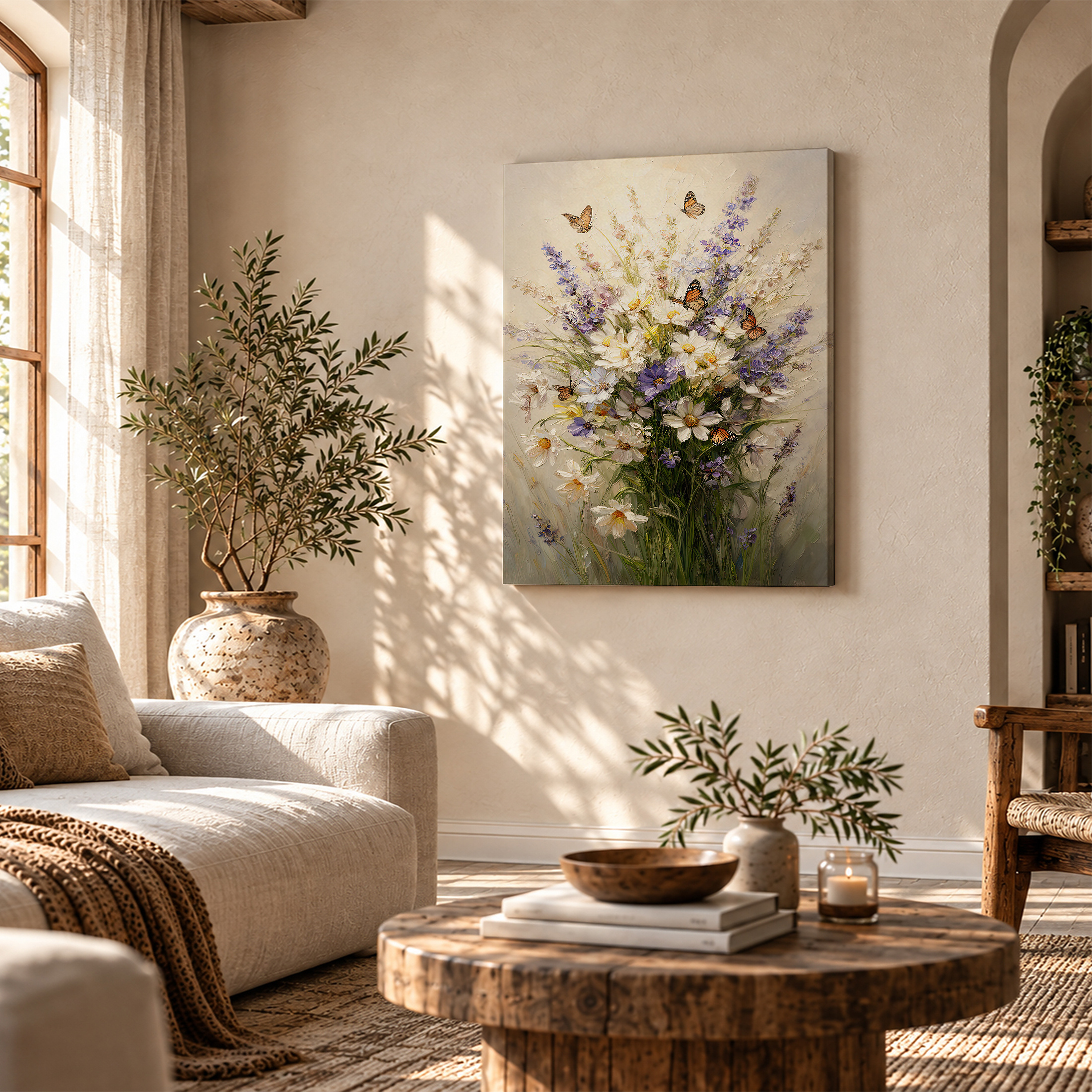 Butterfly Garden Bouquet Framed Canvas Wall Art - Ready to Hang - Image 4