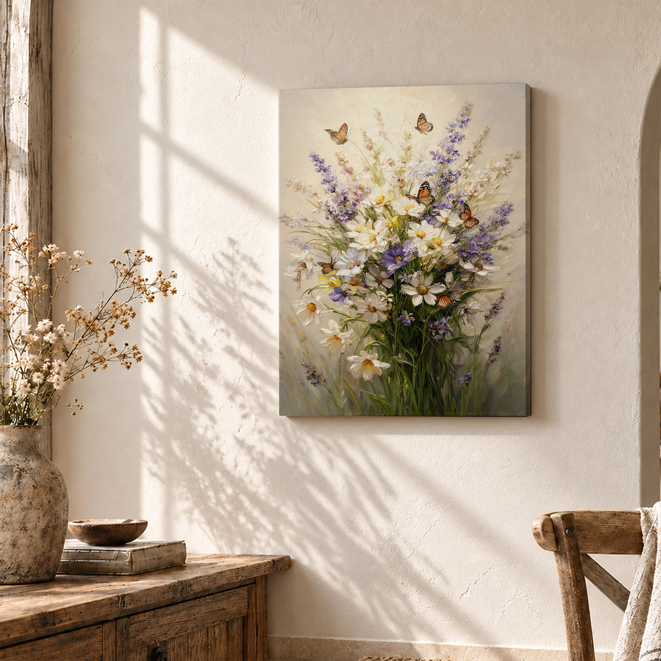 Butterfly Garden Bouquet Framed Canvas Wall Art - Ready to Hang - Image 3