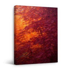 Fiery Autumn Maple Leaves Framed Canvas Wall Art - Ready to Hang