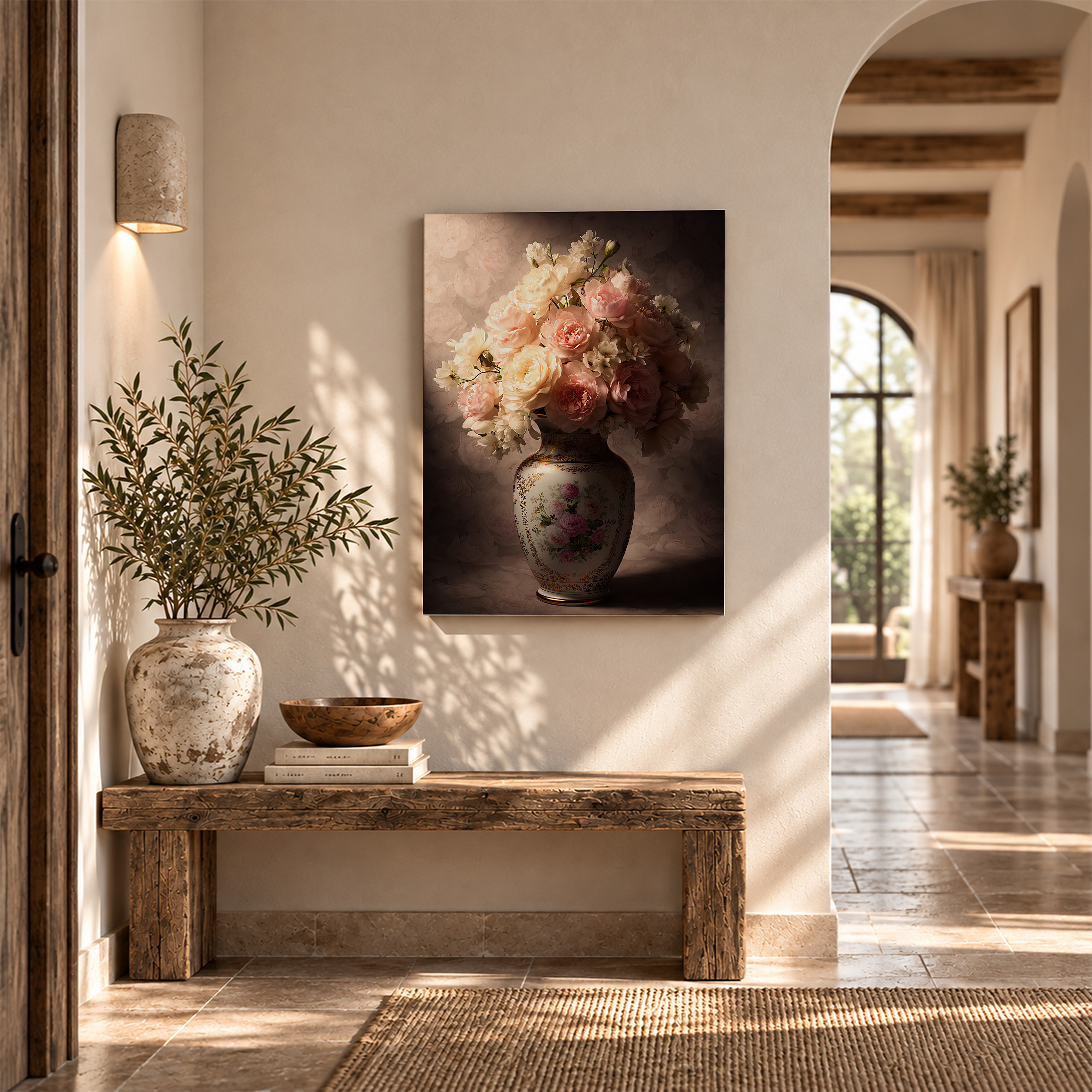 Vintage Rose Bouquet Framed Canvas Wall Art Ready to Hang - Image 6