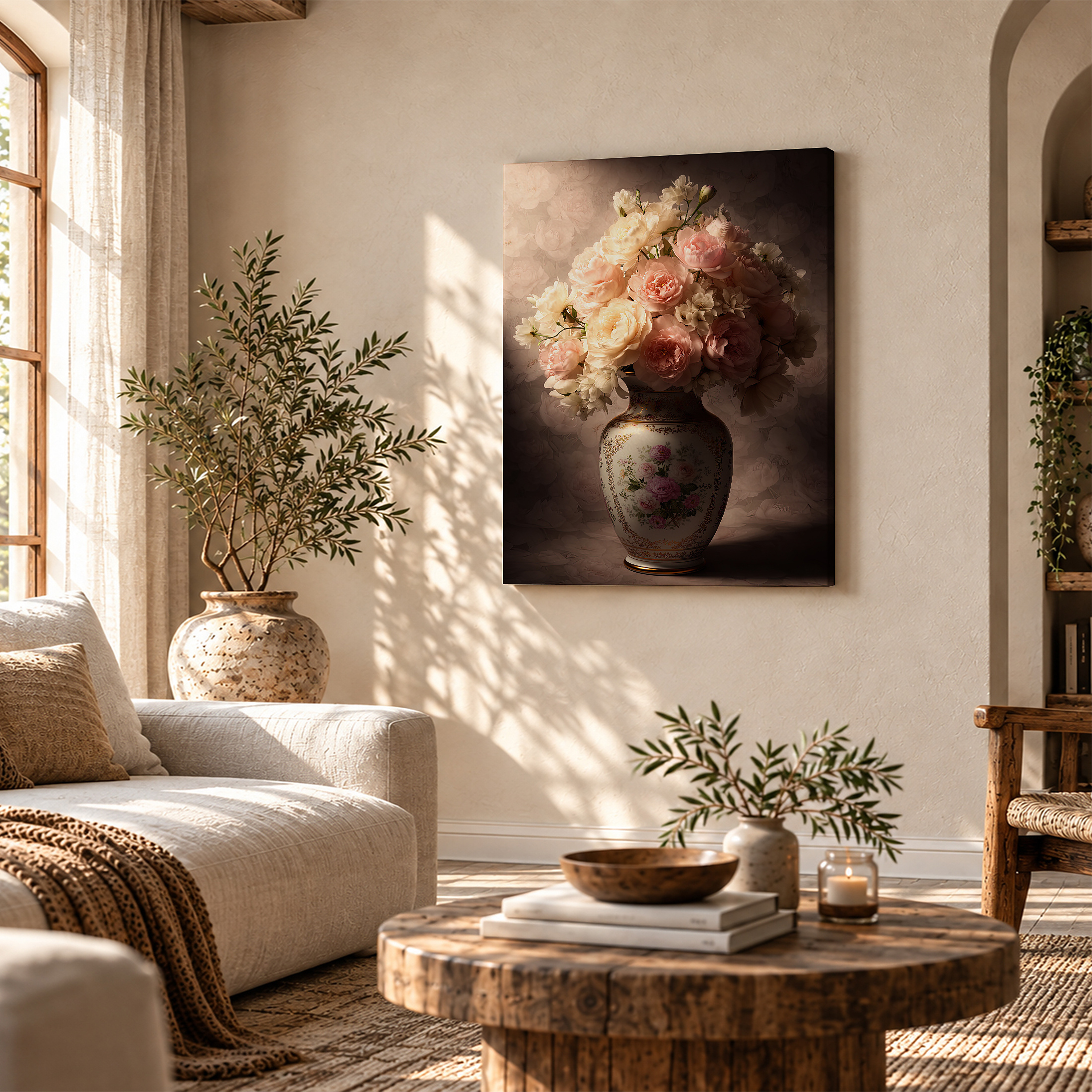 Vintage Rose Bouquet Framed Canvas Wall Art Ready to Hang - Image 4