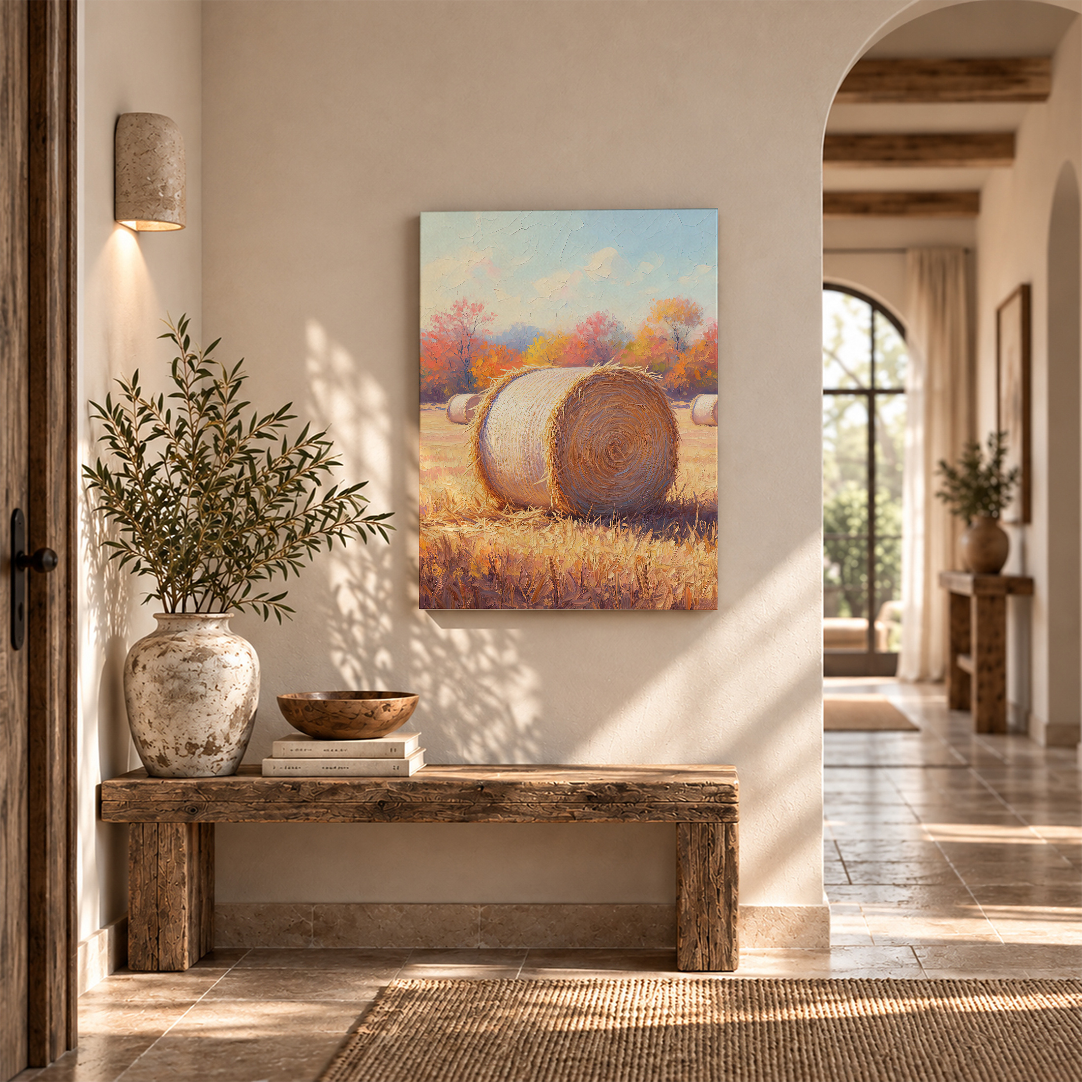 Autumn Farm Hay Bale Framed Canvas Wall Art | Ready to Hang - Image 6