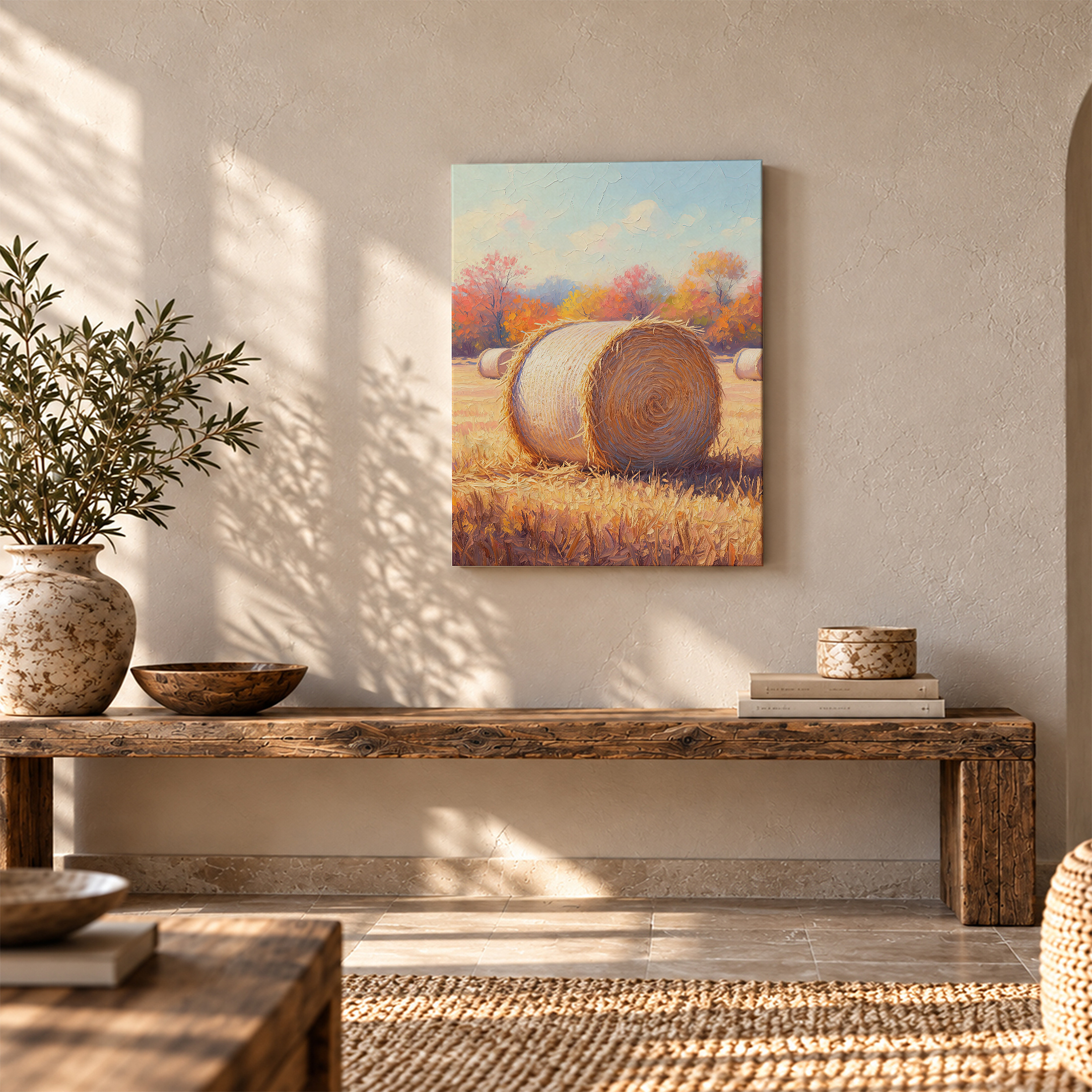 Autumn Farm Hay Bale Framed Canvas Wall Art | Ready to Hang - Image 5
