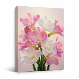 Pink & White Floral Bouquet Framed Canvas Wall Art