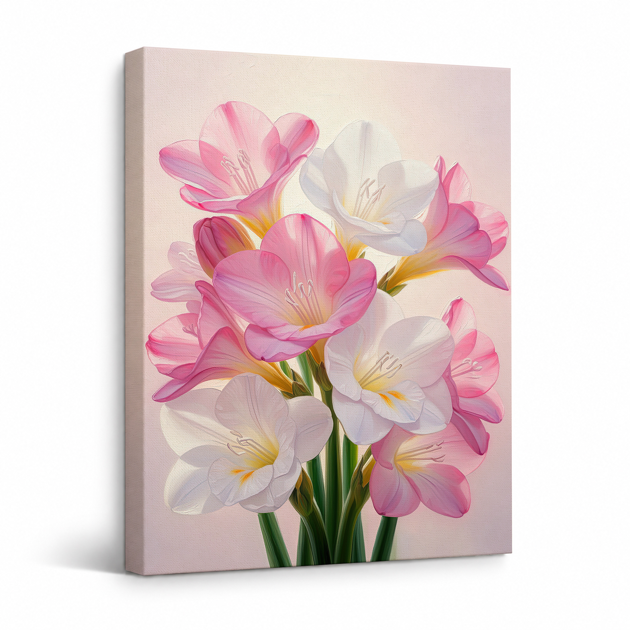 Pink & White Floral Bouquet Framed Canvas Wall Art