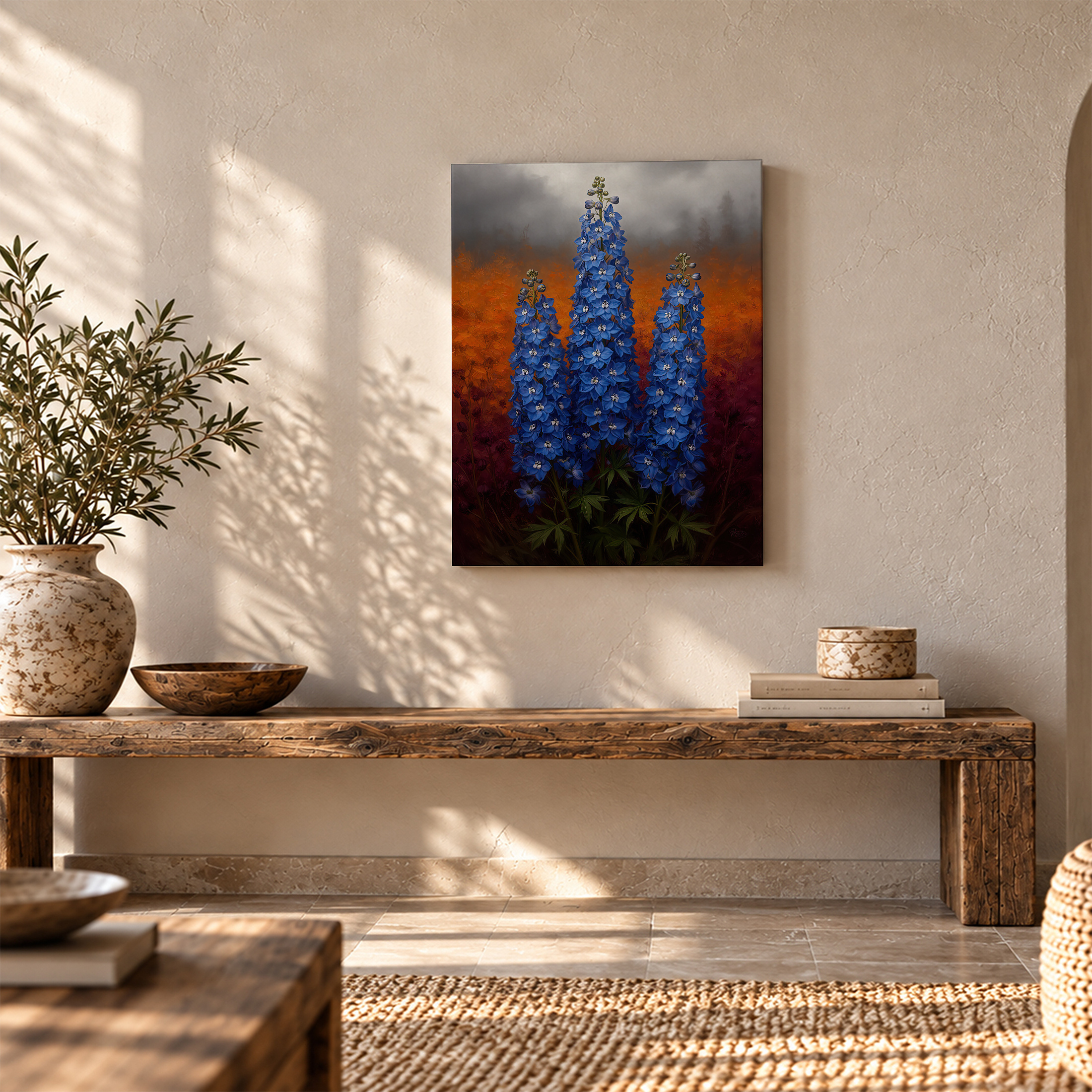 Blue Lupine Sunset Framed Canvas Wall Art | Ready to Hang - Image 5