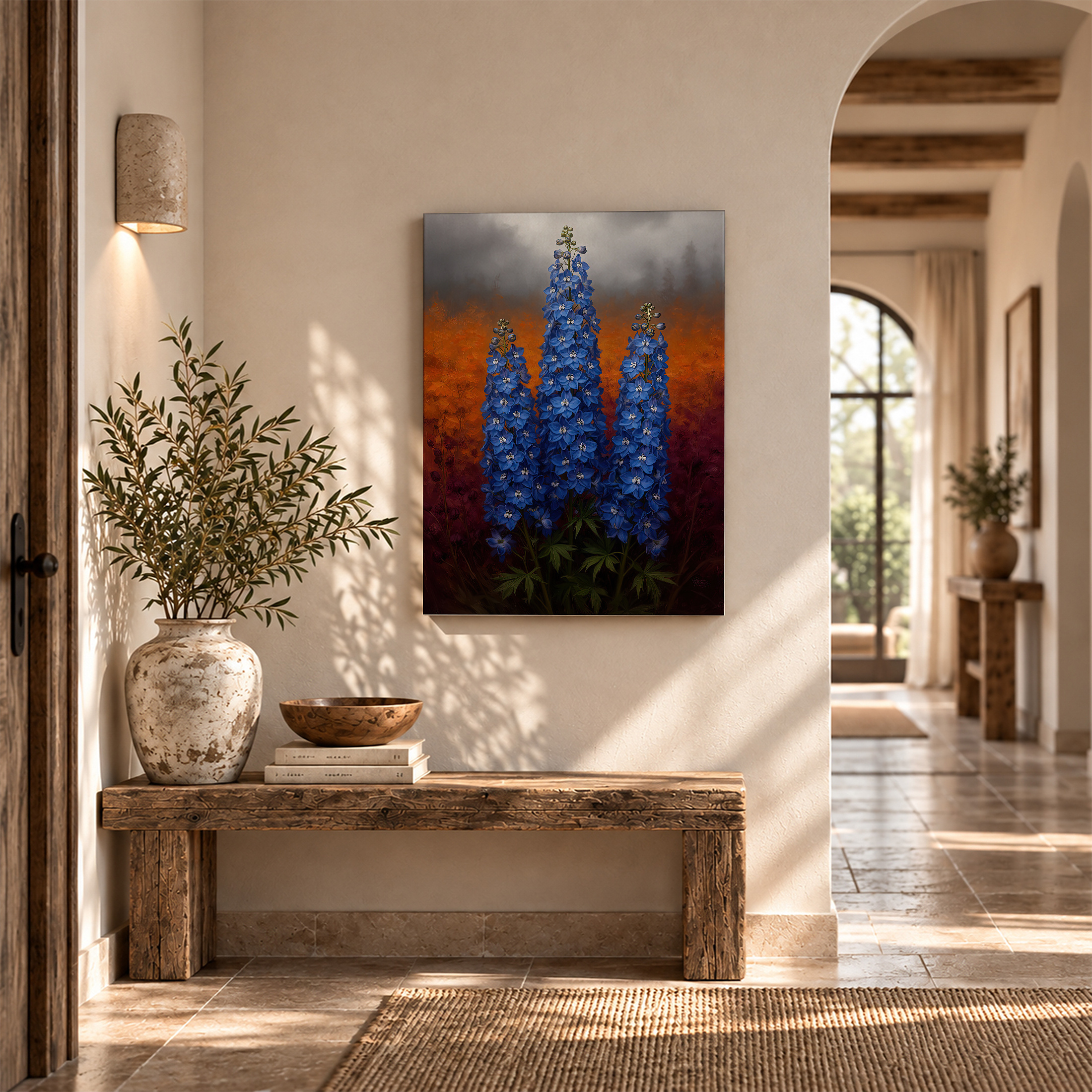 Blue Lupine Sunset Framed Canvas Wall Art | Ready to Hang - Image 6
