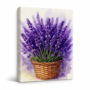 Lavender Watercolor Framed Canvas Wall Art - Ready to Hang | Imagcanvas