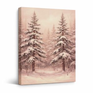 Snowy Pine Forest Framed Canvas Wall Art - Ready to Hang
