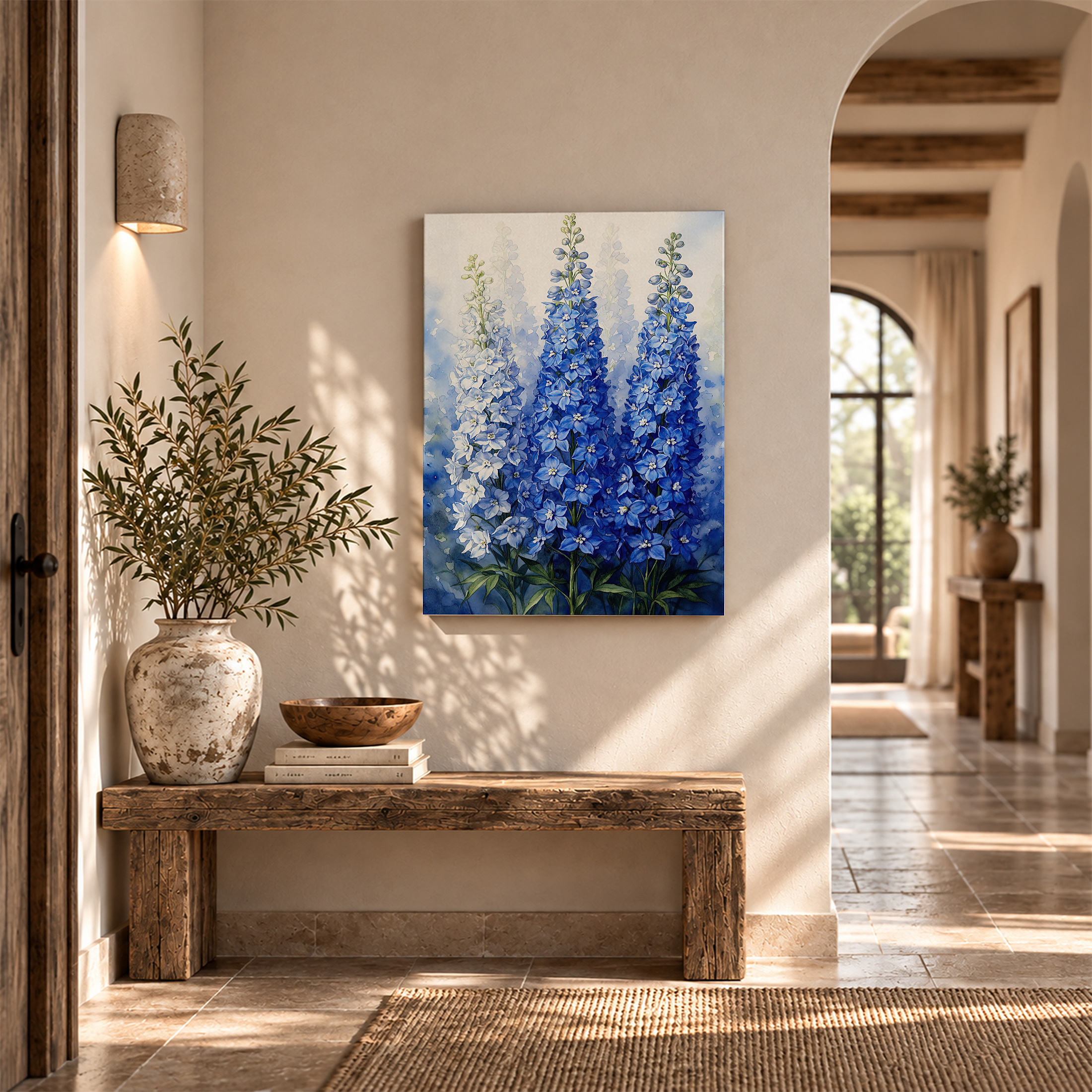 Blue Lupine Watercolor Framed Canvas Wall Art | Ready to Hang - Image 6