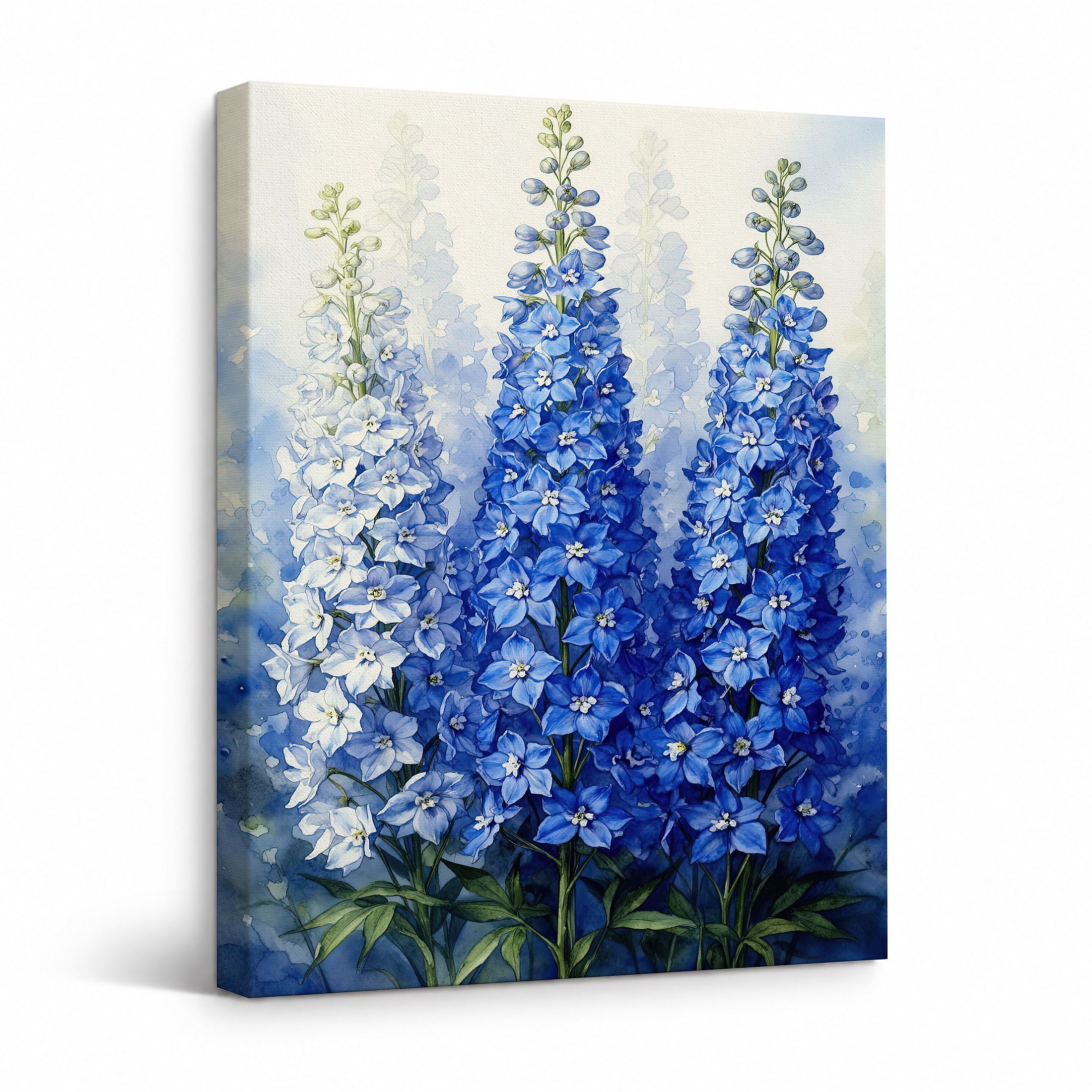 Blue Lupine Watercolor Framed Canvas Wall Art | Ready to Hang