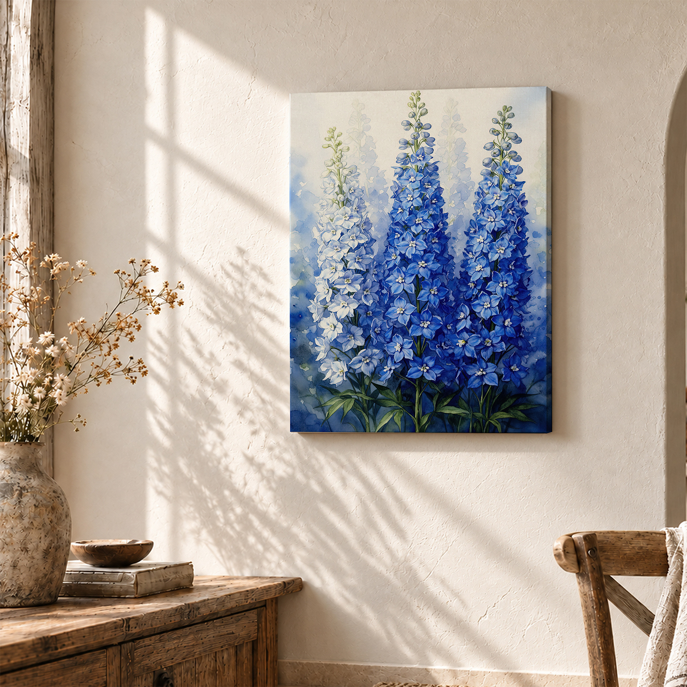 Blue Lupine Watercolor Framed Canvas Wall Art | Ready to Hang - Image 3