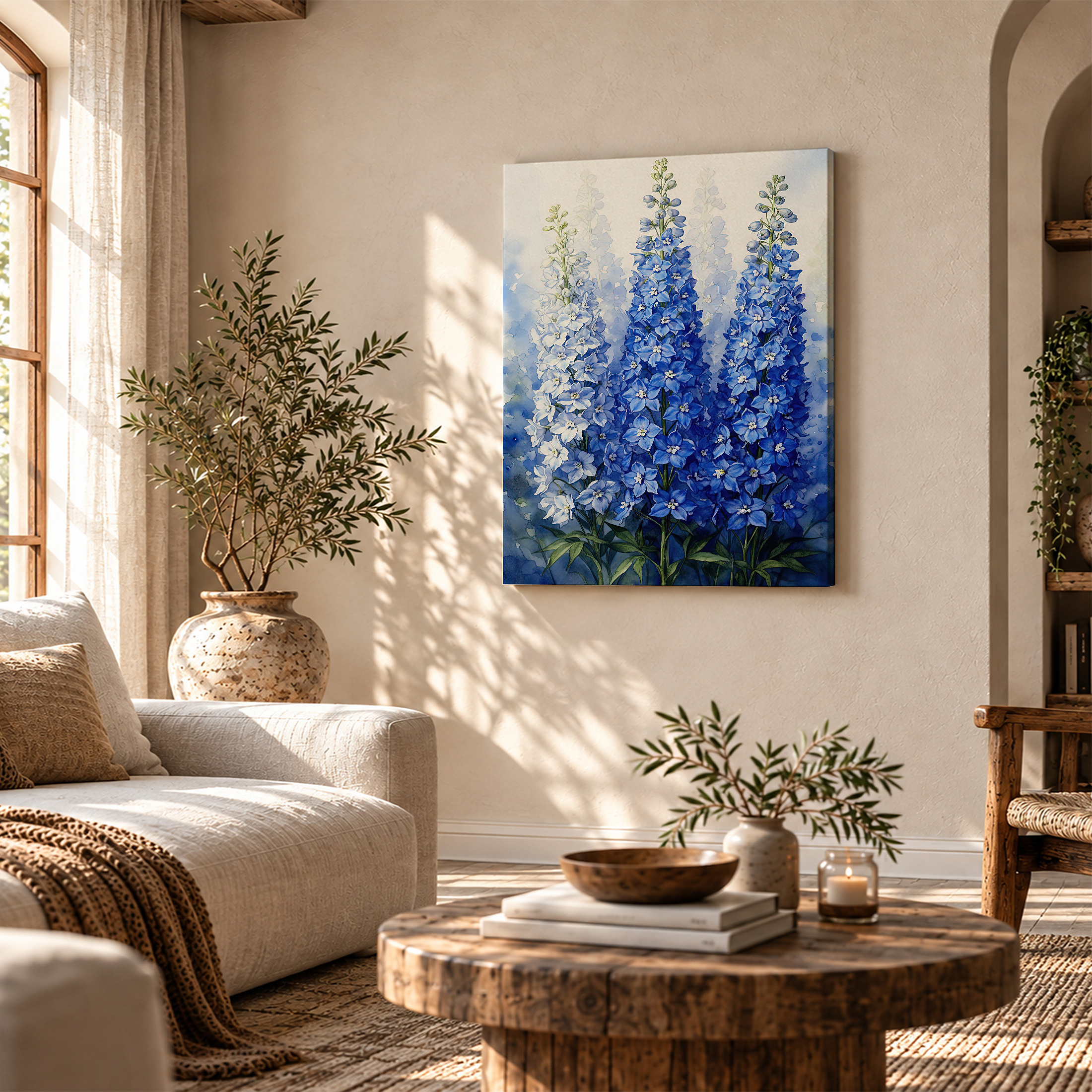 Blue Lupine Watercolor Framed Canvas Wall Art | Ready to Hang - Image 4