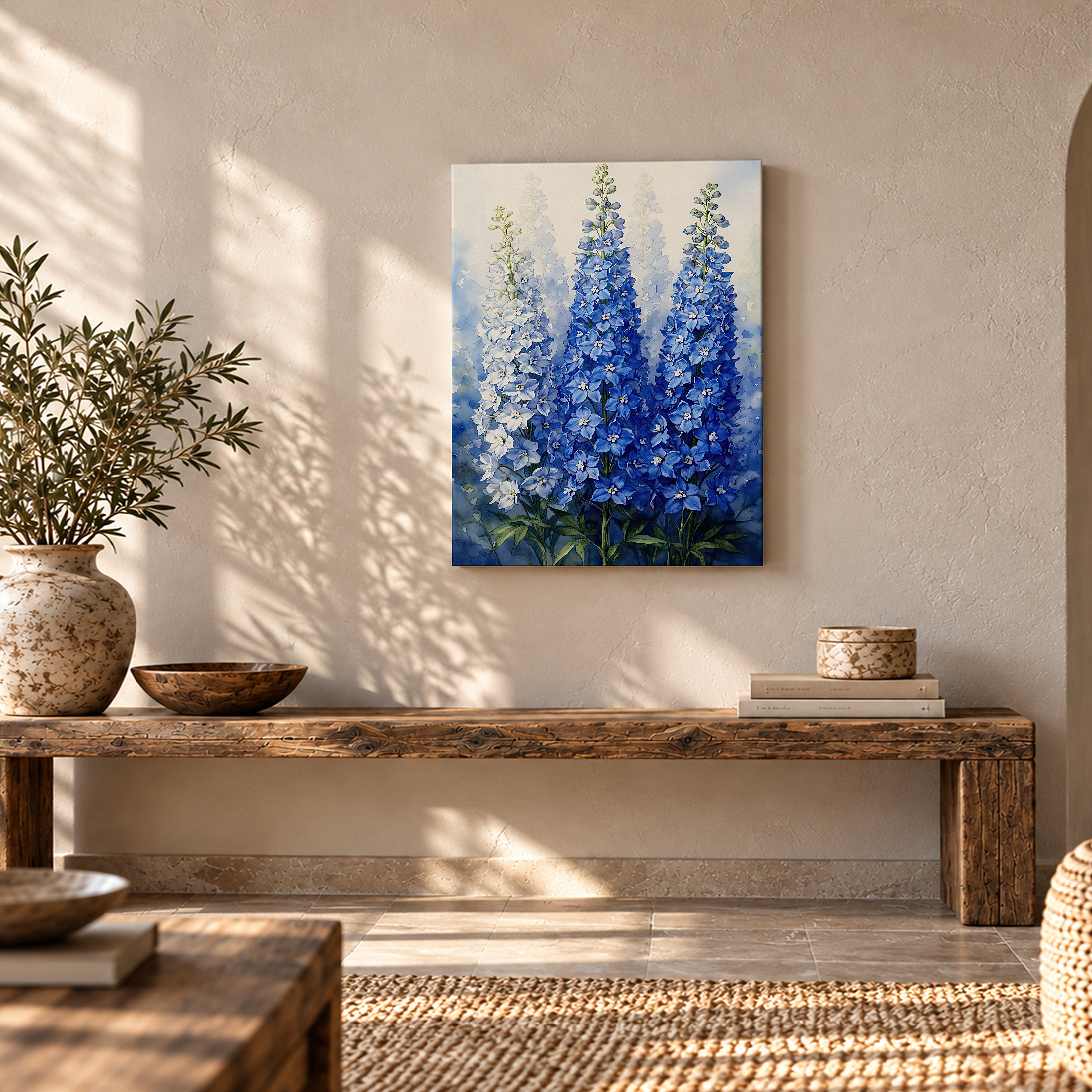 Blue Lupine Watercolor Framed Canvas Wall Art | Ready to Hang - Image 5