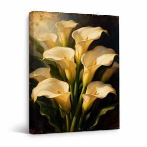 Vintage Calla Lily Floral Framed Canvas Wall Art