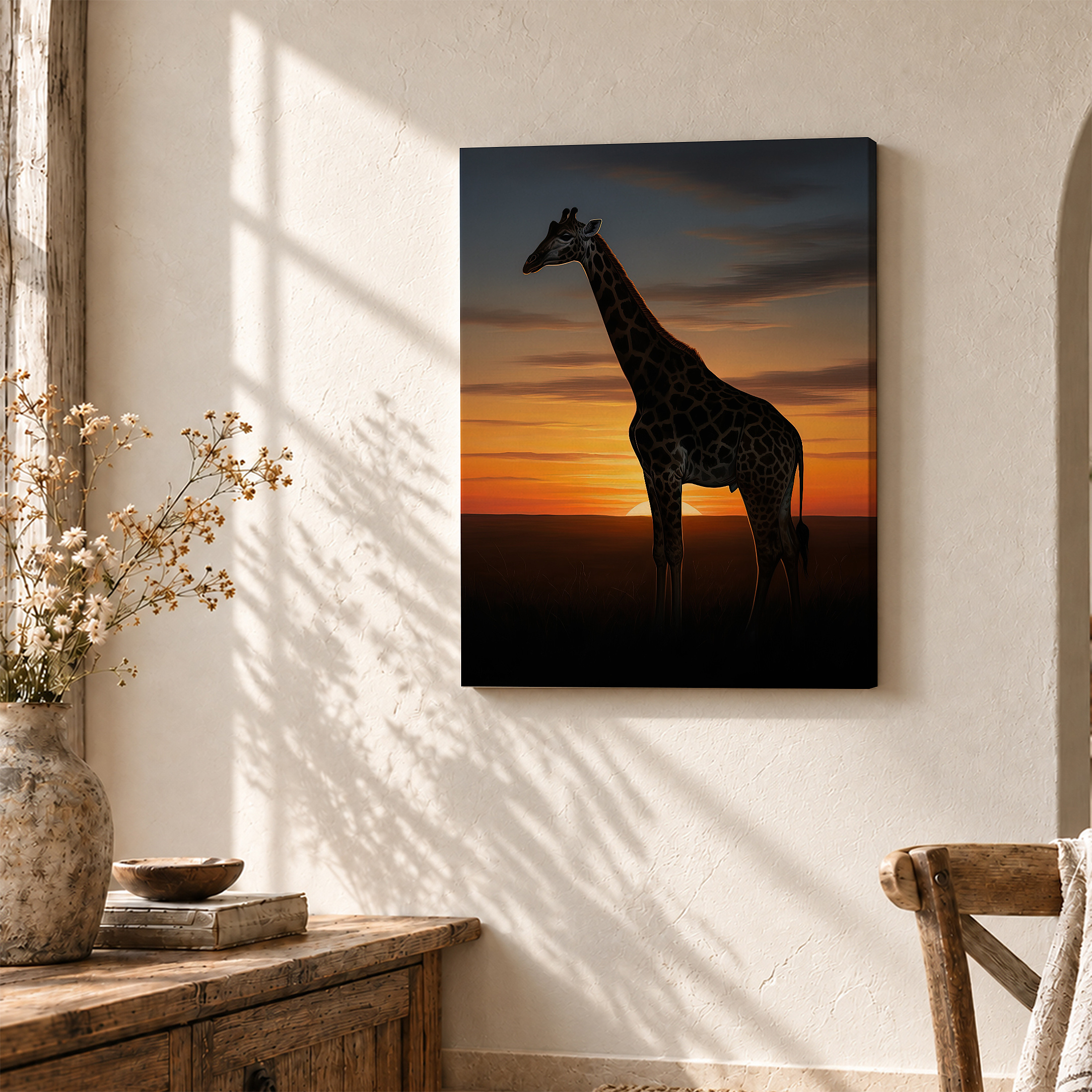 Serenity Sunset Giraffe Framed Canvas Wall Art - Image 3