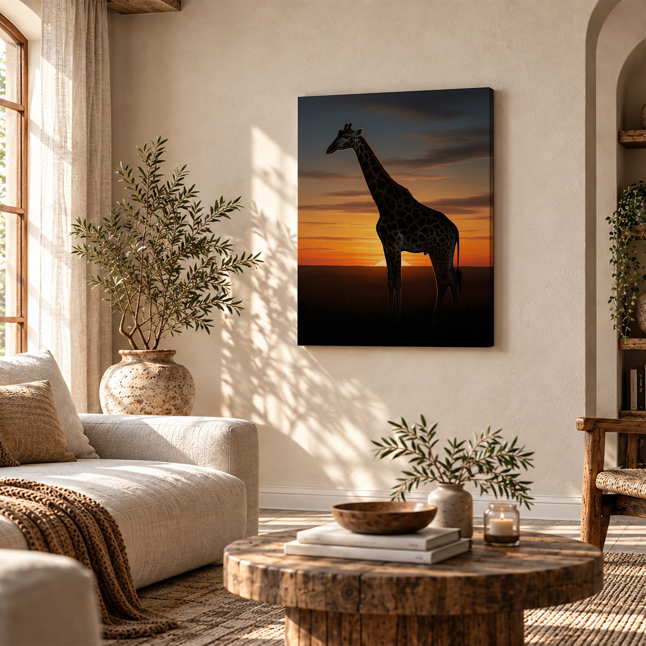 Serenity Sunset Giraffe Framed Canvas Wall Art - Image 4