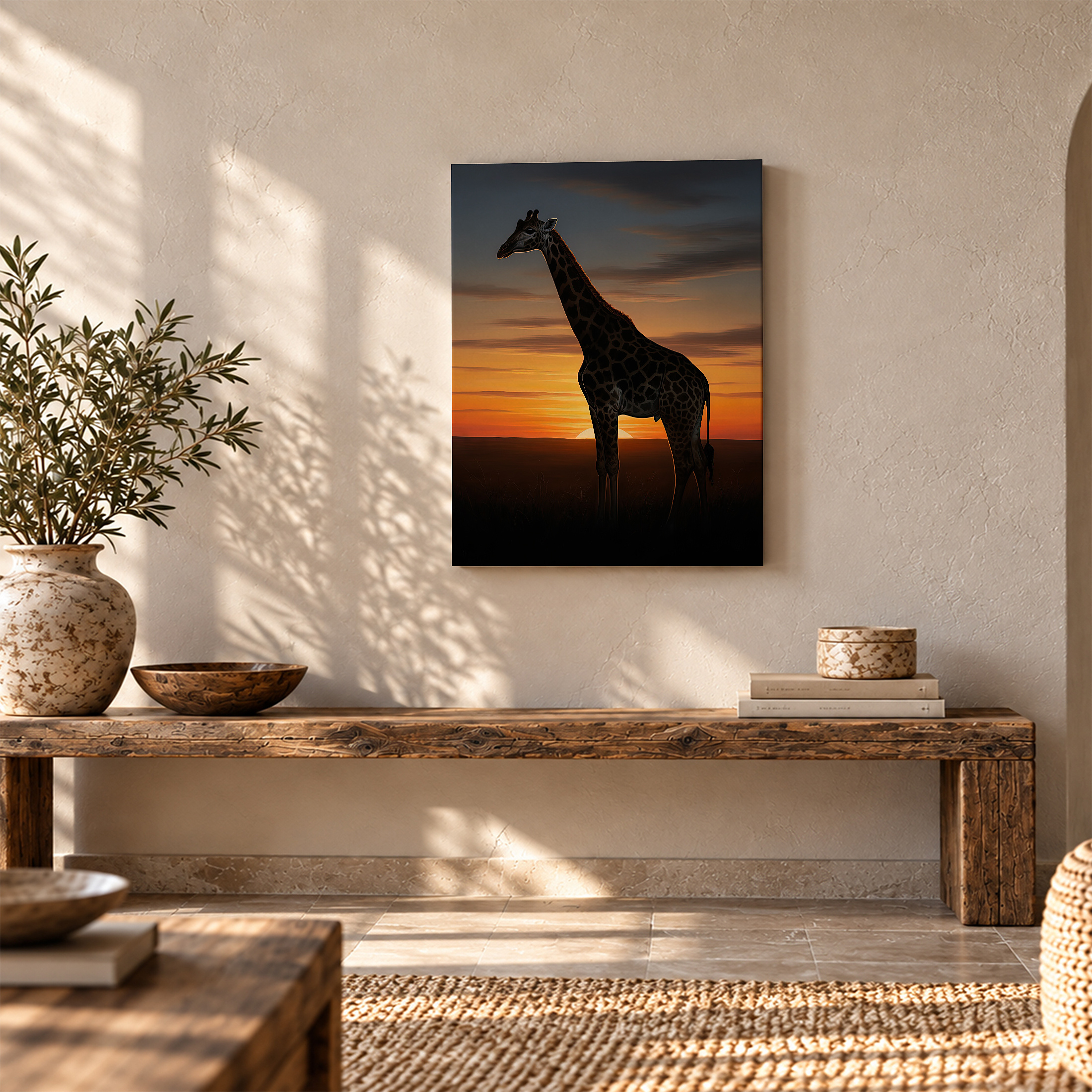 Serenity Sunset Giraffe Framed Canvas Wall Art - Image 5