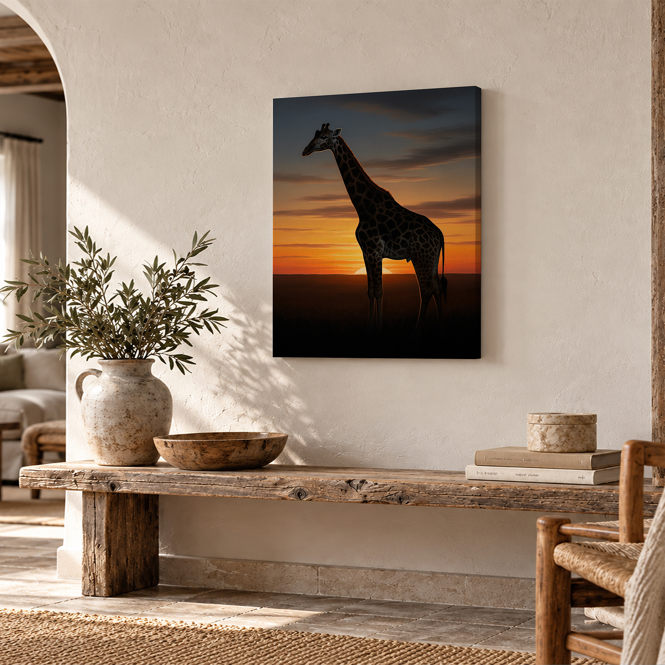 Serenity Sunset Giraffe Framed Canvas Wall Art - Image 2