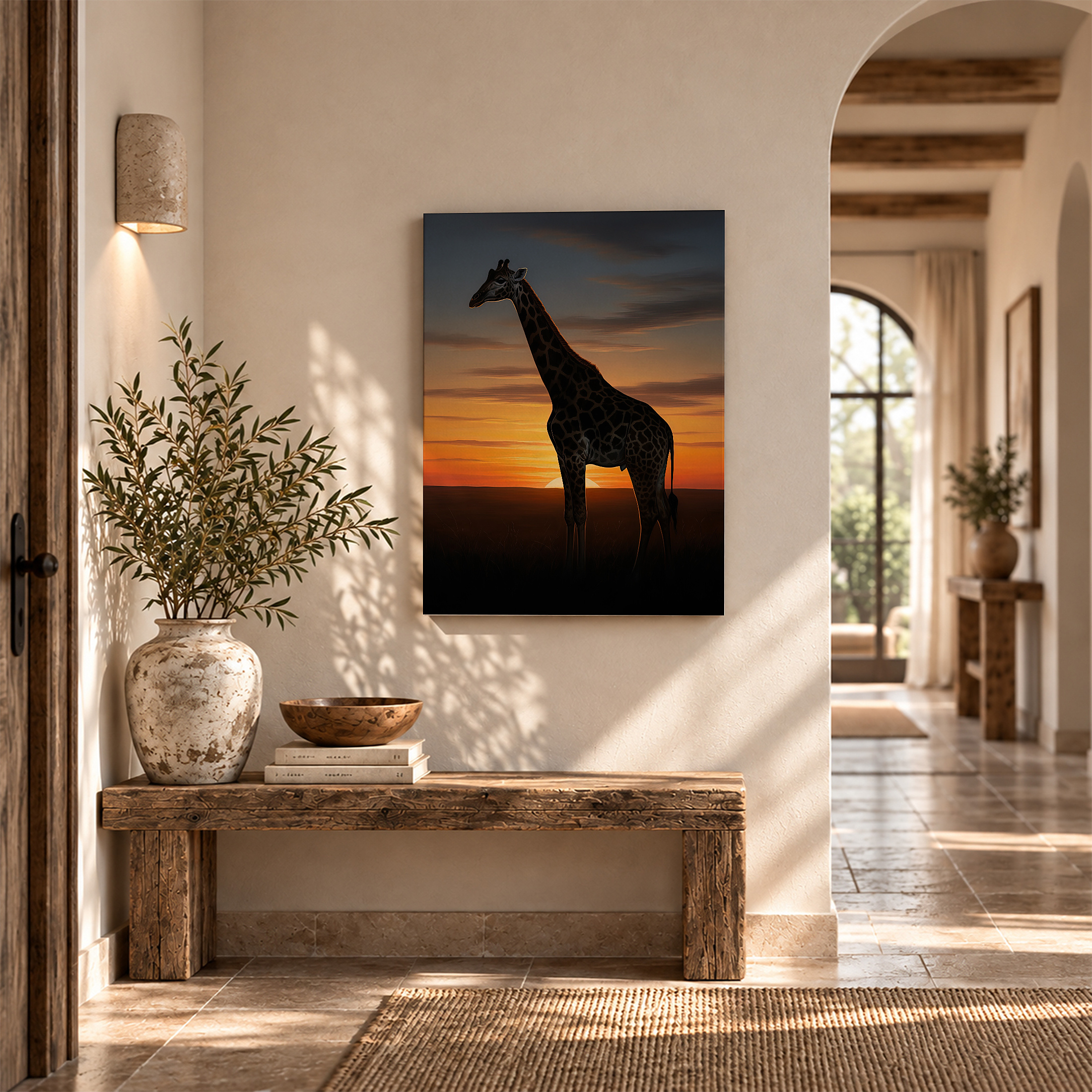 Serenity Sunset Giraffe Framed Canvas Wall Art - Image 6