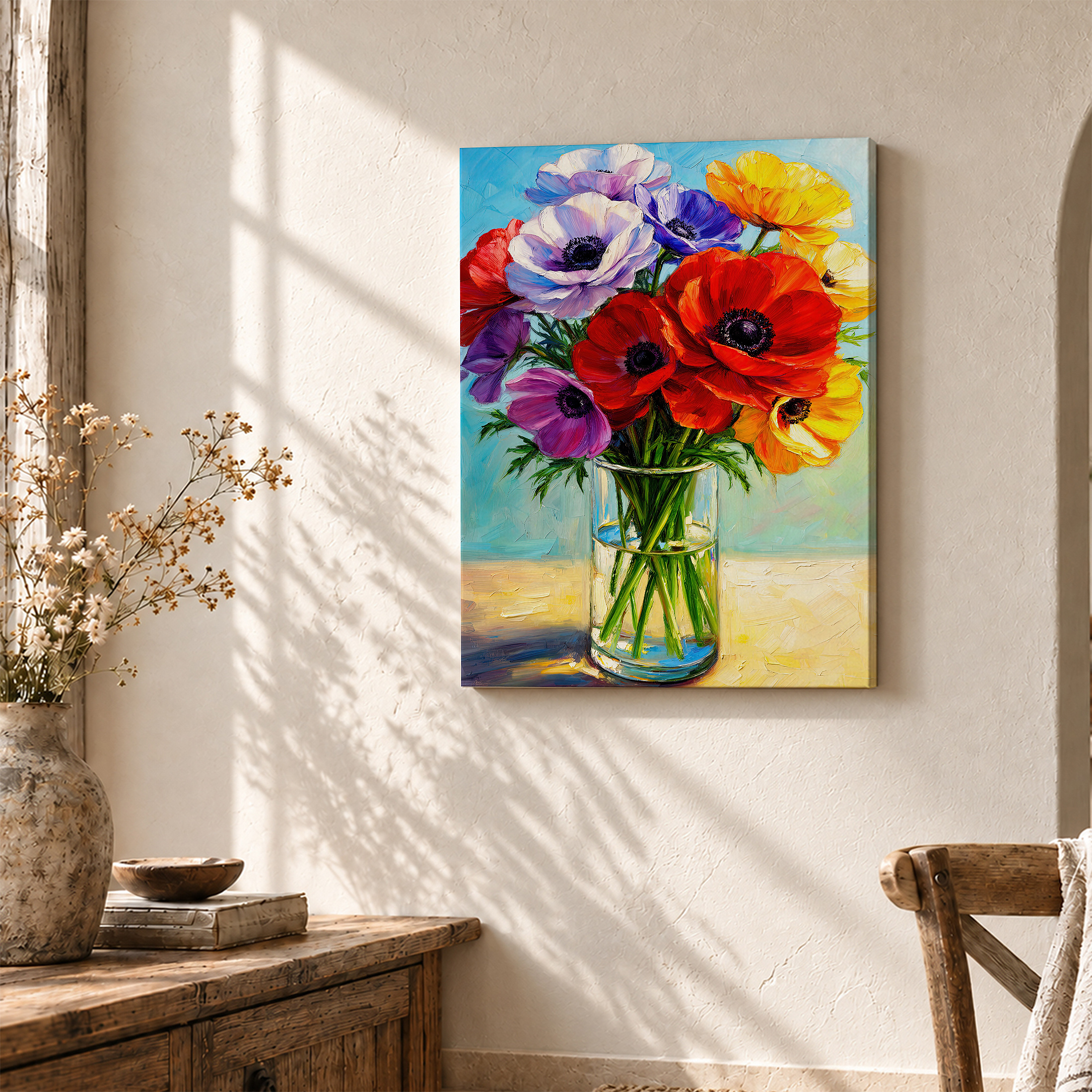 Vibrant Flower Bouquet Framed Canvas Wall Art Ready to Hang - Image 3