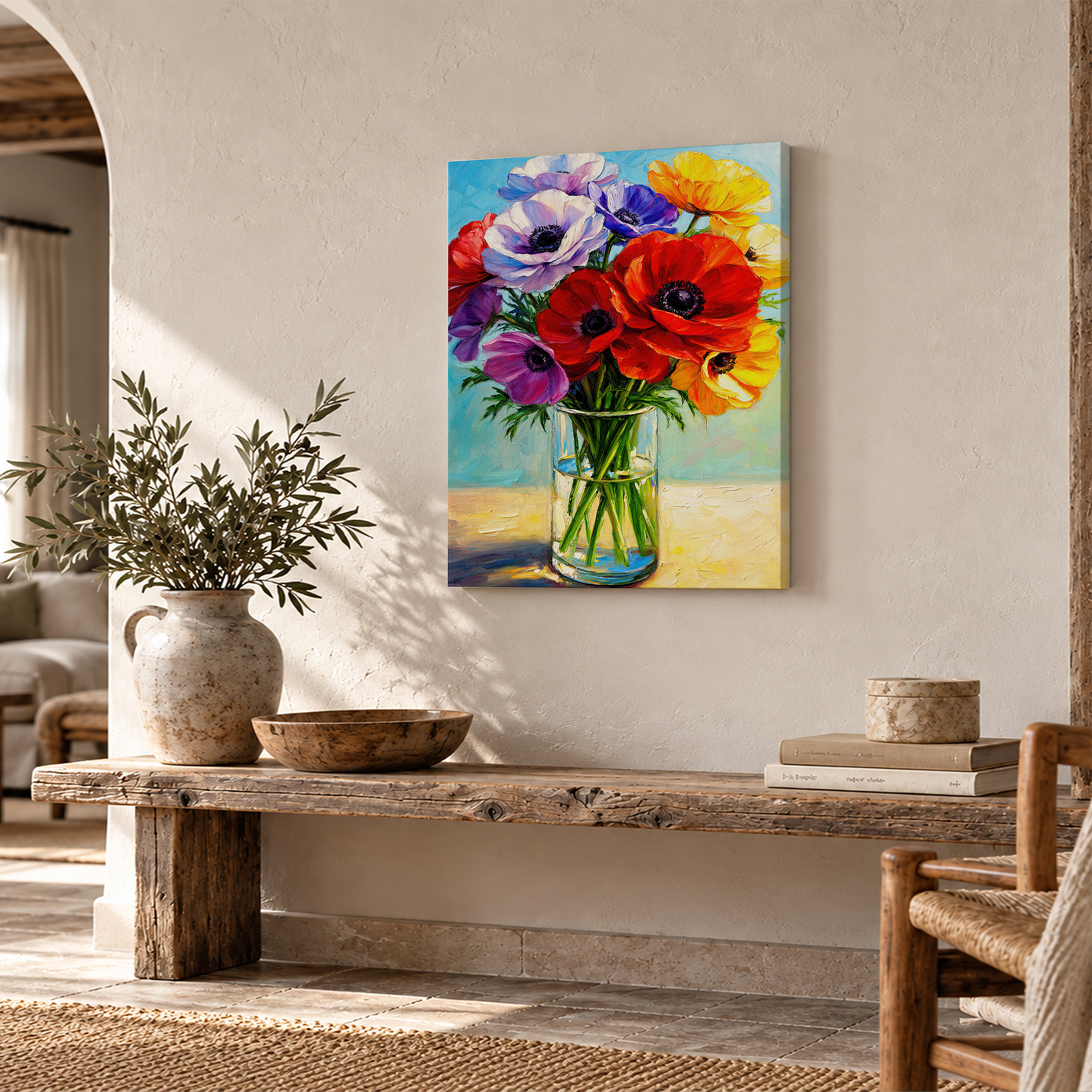 Vibrant Flower Bouquet Framed Canvas Wall Art Ready to Hang - Image 2