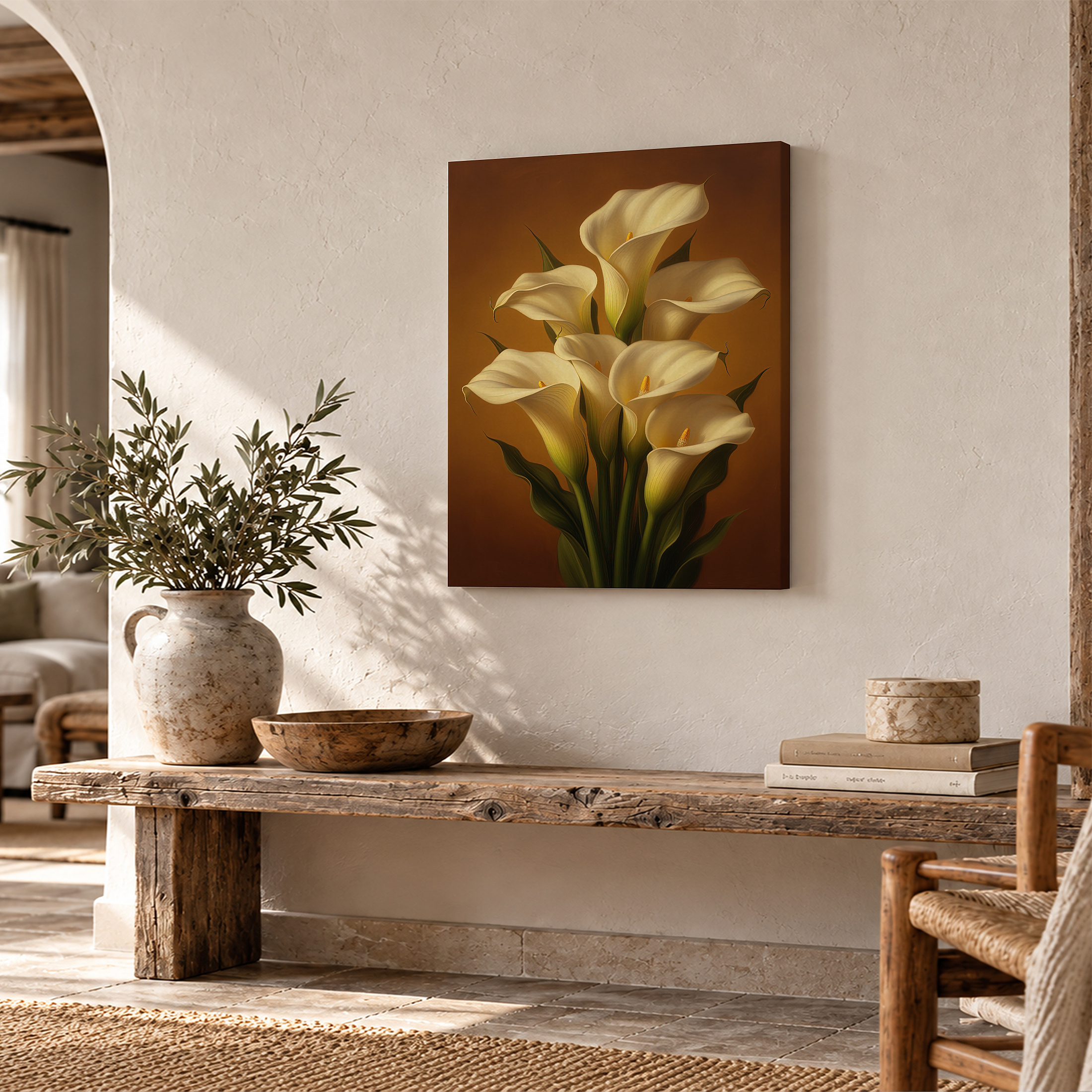 Warm Calla Lily Framed Canvas Wall Art | Ready to Hang Decor - Image 2